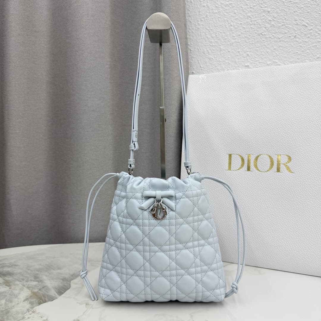 Adiorable Mini Bucket Bag Ice Blue Cannage Lambskin High