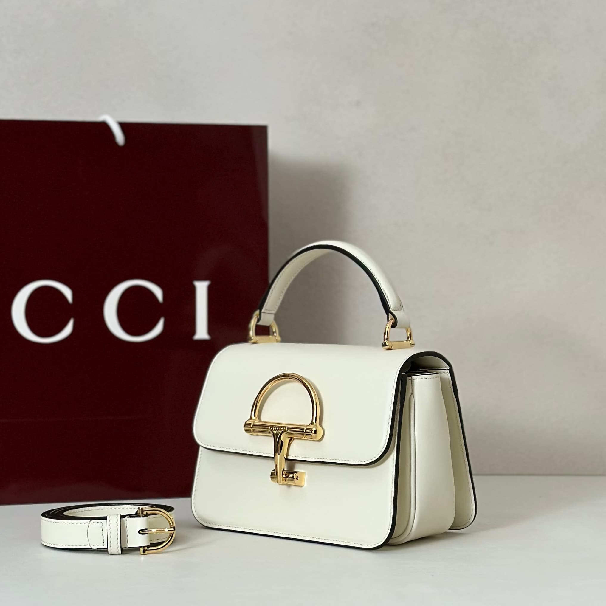 Gucci Siena small top handle bag 855536 White High