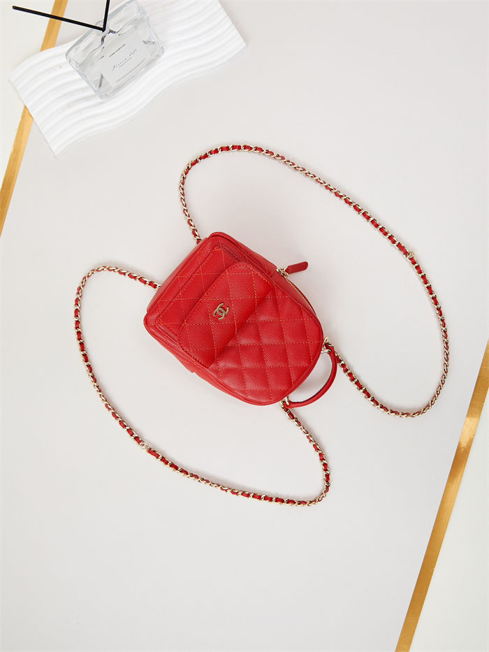 Chanel Mini Backpack Grained Calfskin Gold-Tone Metal AP3753 Red A