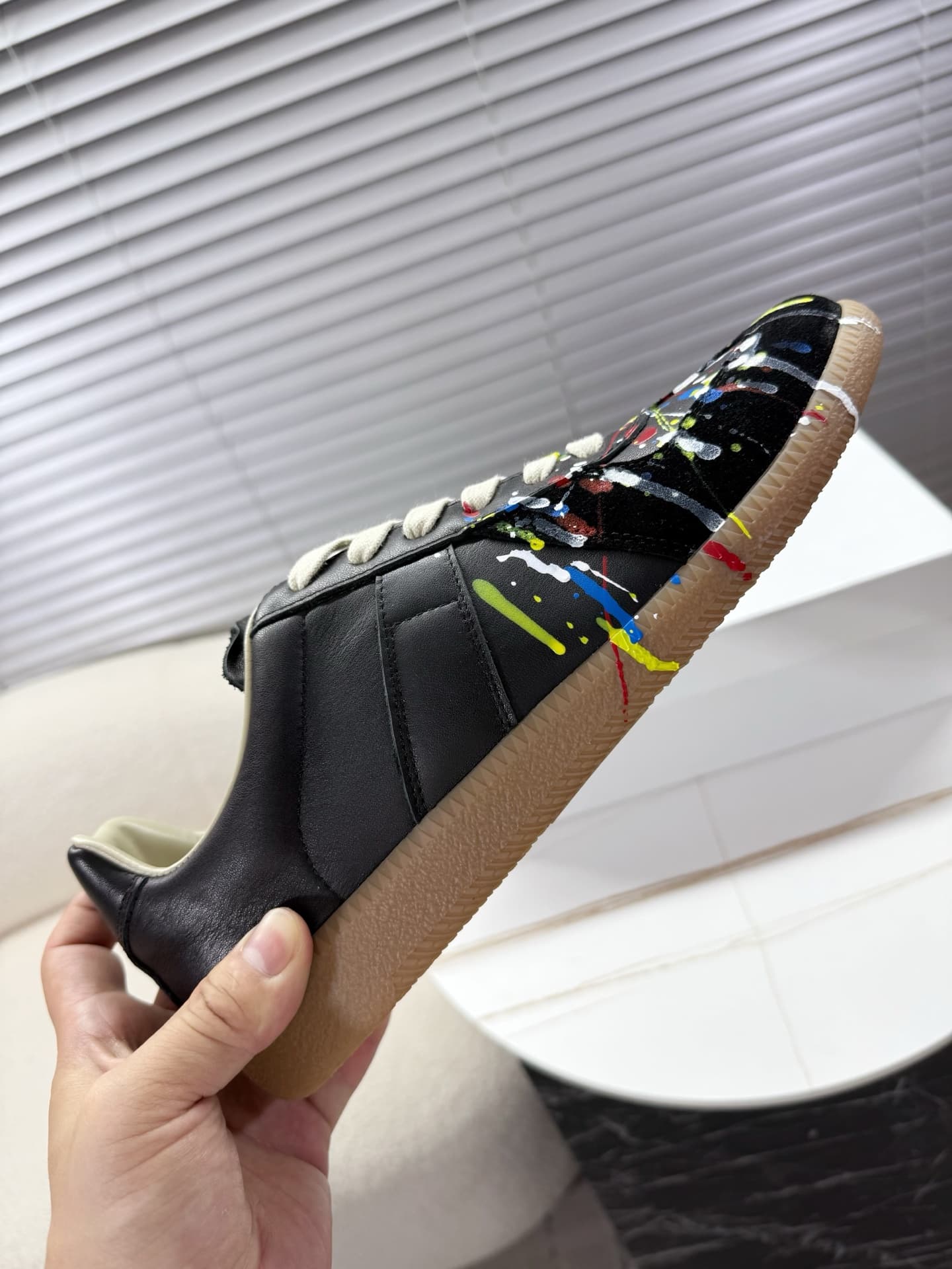 Maison Margiela Patent Leather Printed Sneaker shoes Men Women