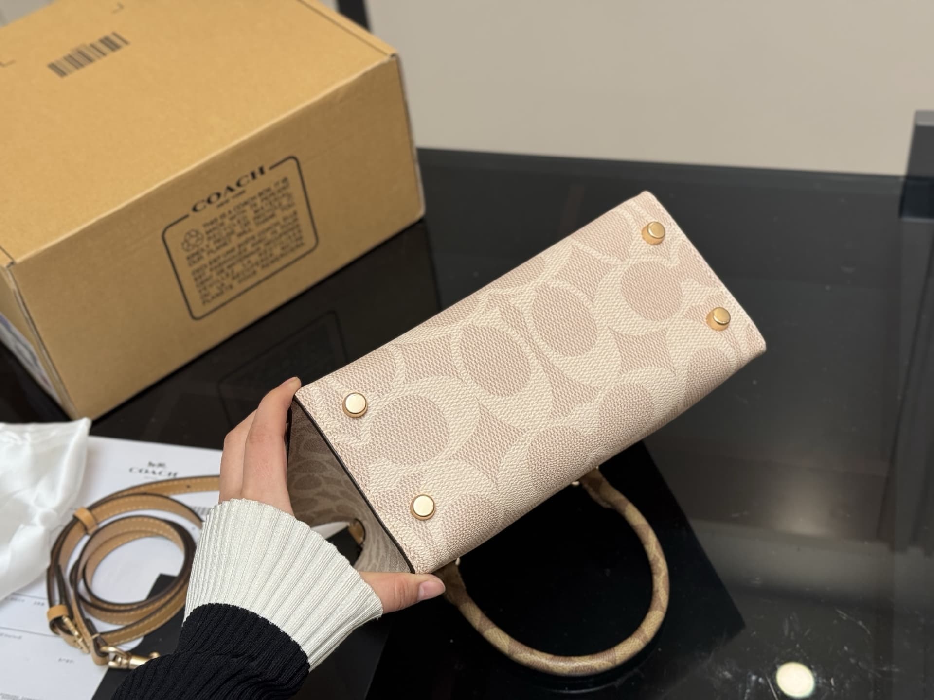 Coach Maggie Small Tote Bag In Blocked Signature Leather