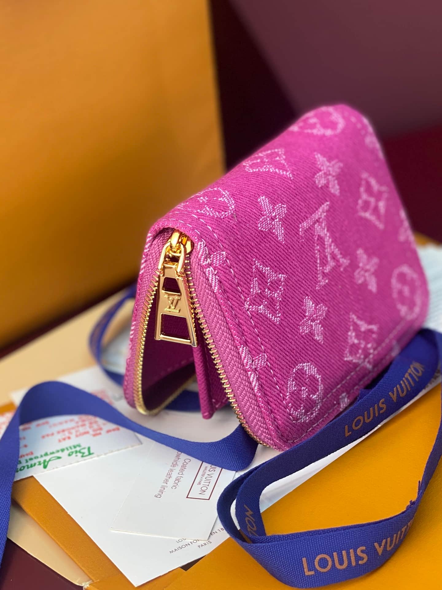 Louis Vuitton Lou Wallet Fuchsia Denim M60067 High