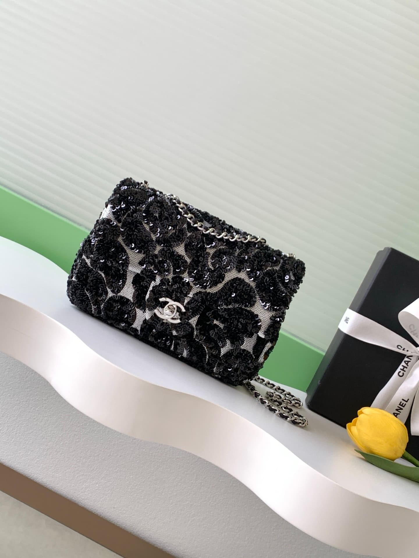 Chanel Flap Bag Sequins & Gold-Tone Metal AS4561  A