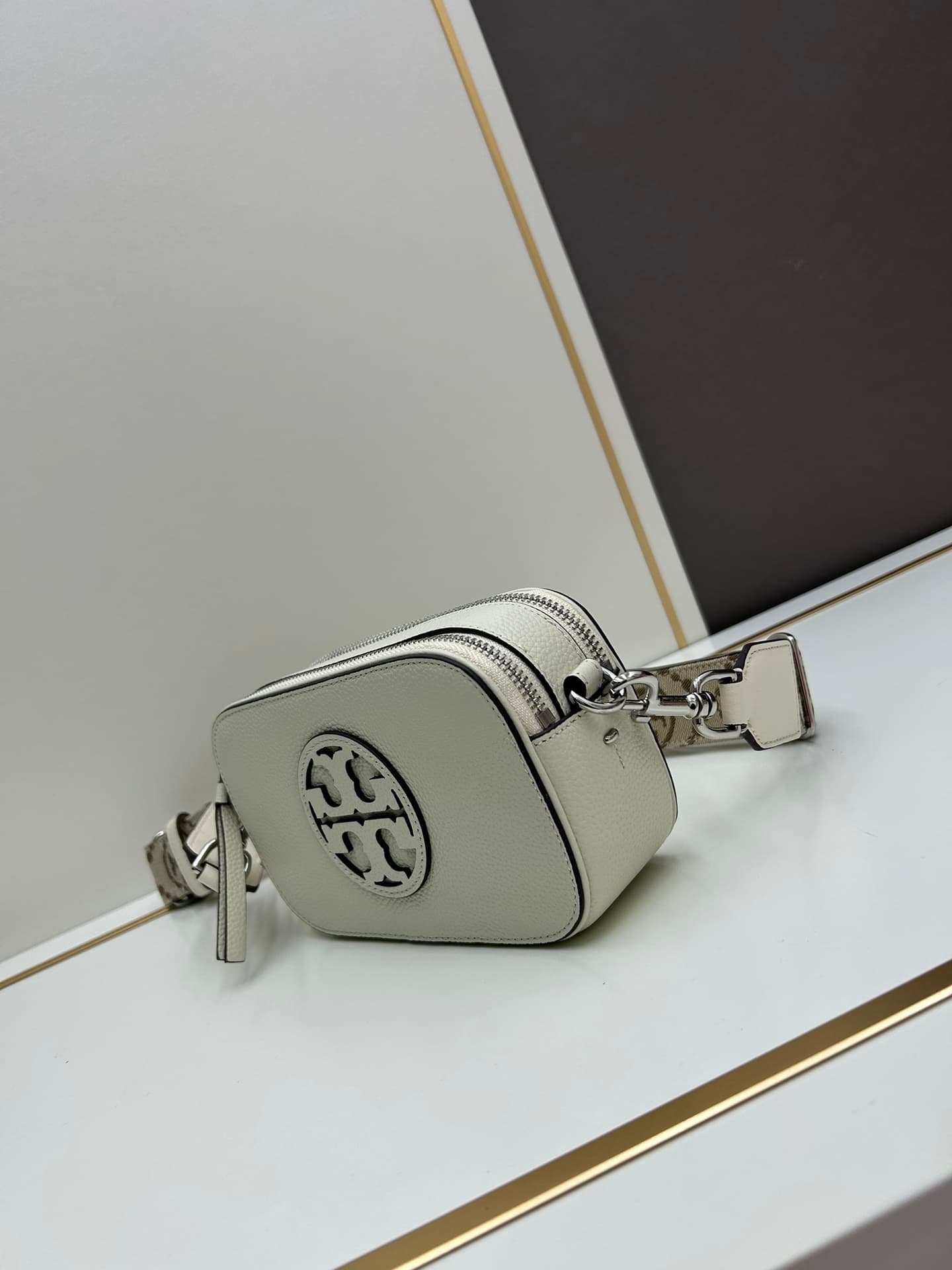 Tory Burch Mini Miller Crossbody Bag White Leather High