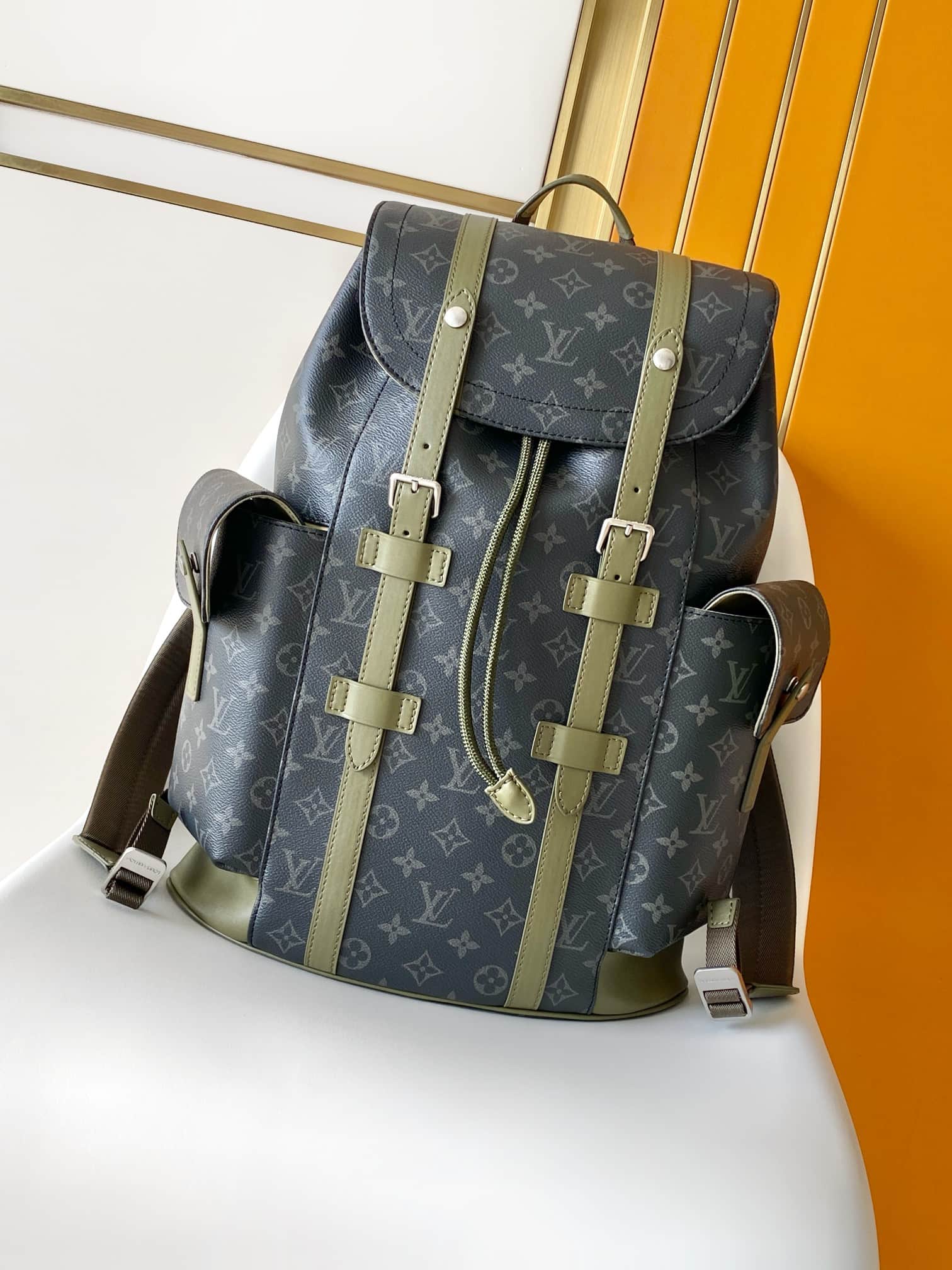 Louis Vuitton Christopher MM Khaki Green Monogram Eclipse coated canvas M28633 High