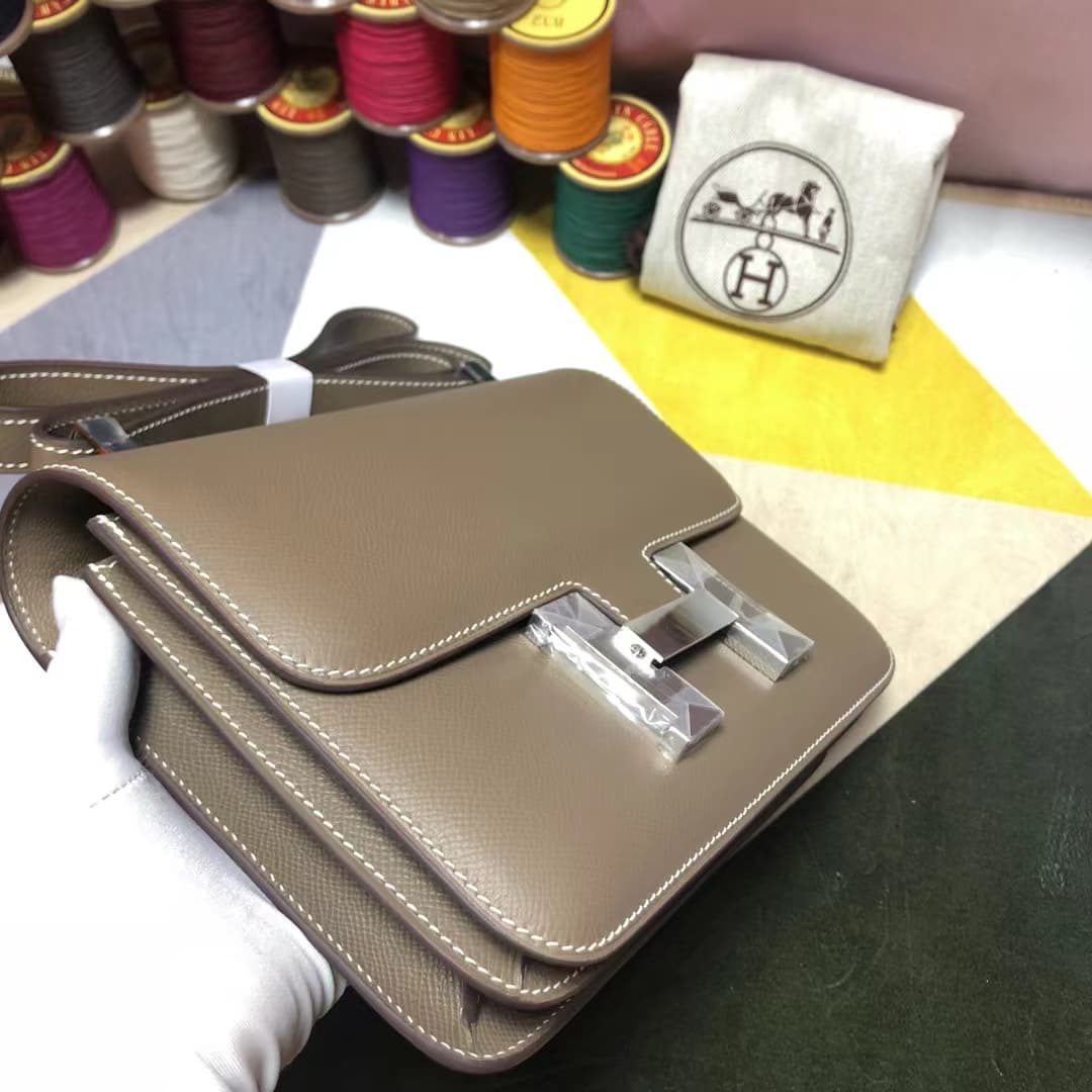 Hermes Mini Constance 18cm/24cm Epsom Bag WAX Etoupe High