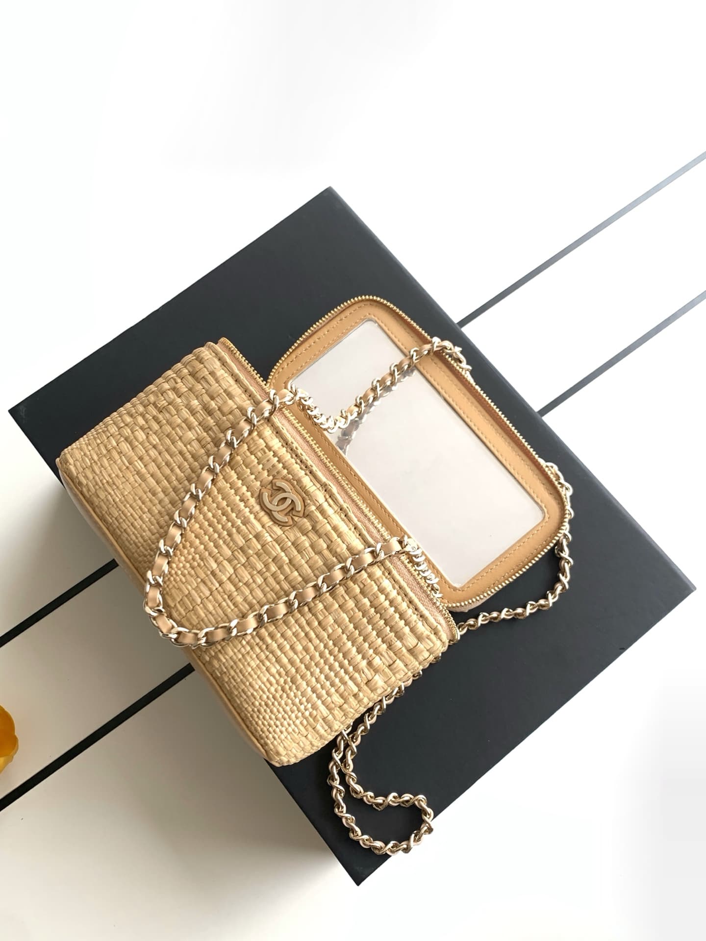 Chanel Classic Long Vanity with Chain Braided Raffia & Gold-Tone Metal Beige AP1341 High