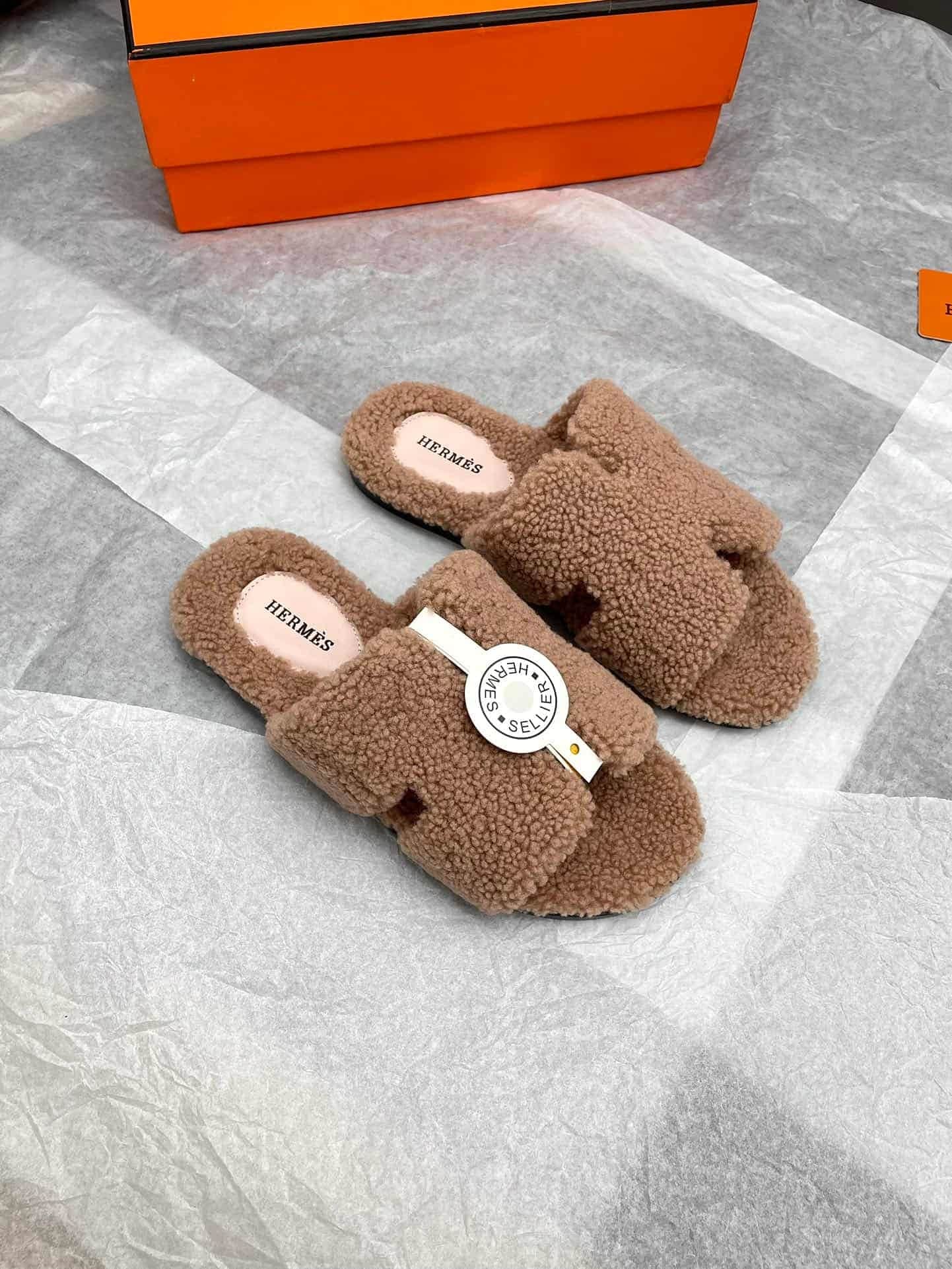Hermes Woolskin Chypre Sandal Shoes Women