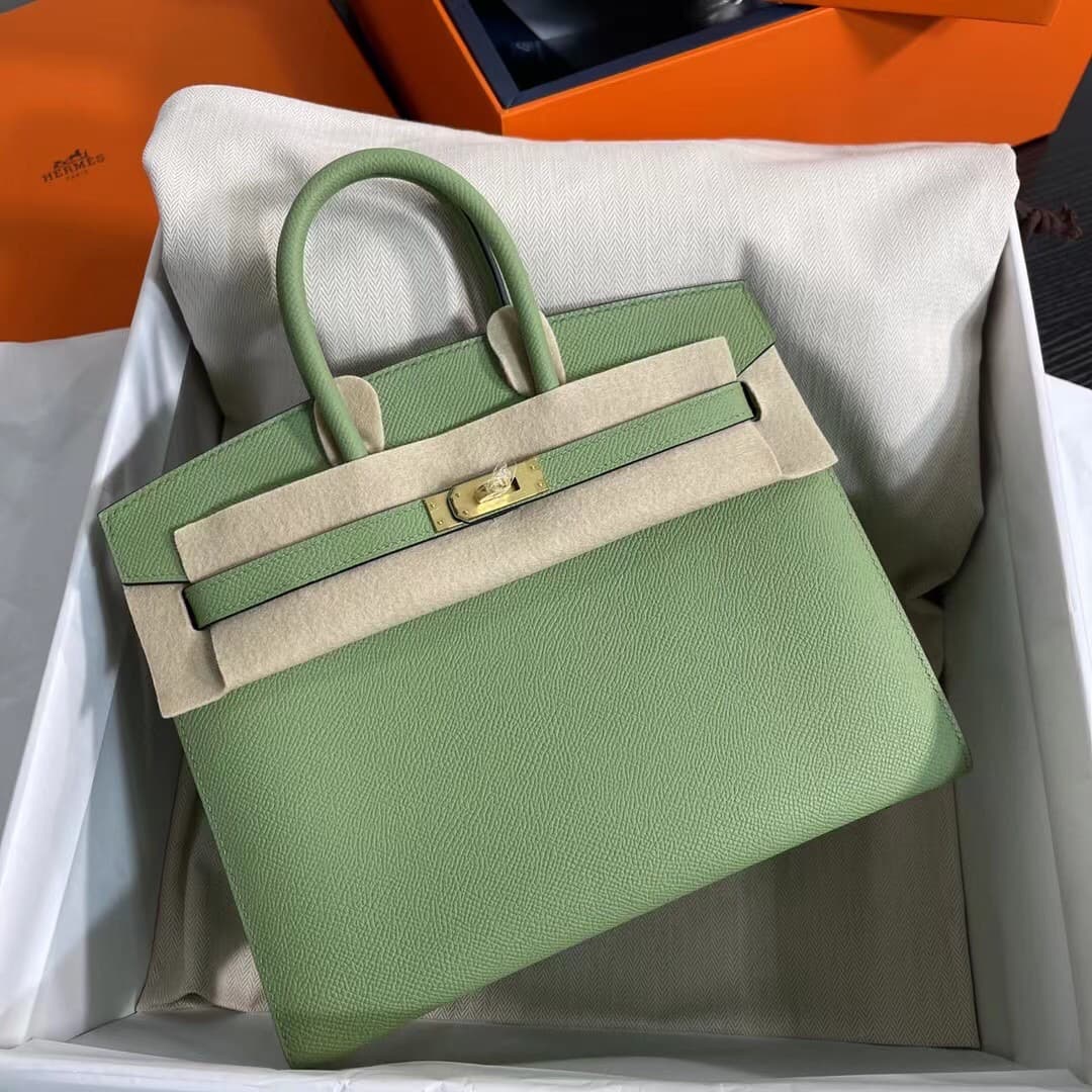 Hermes Birkin Sellier Bag 25/30cm Epsom Leather WAX Vert Criquet High