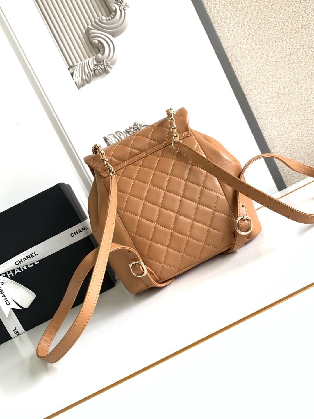 Chanel Medium Quilted Duma Backpack Lambskin AS3618 Brown A