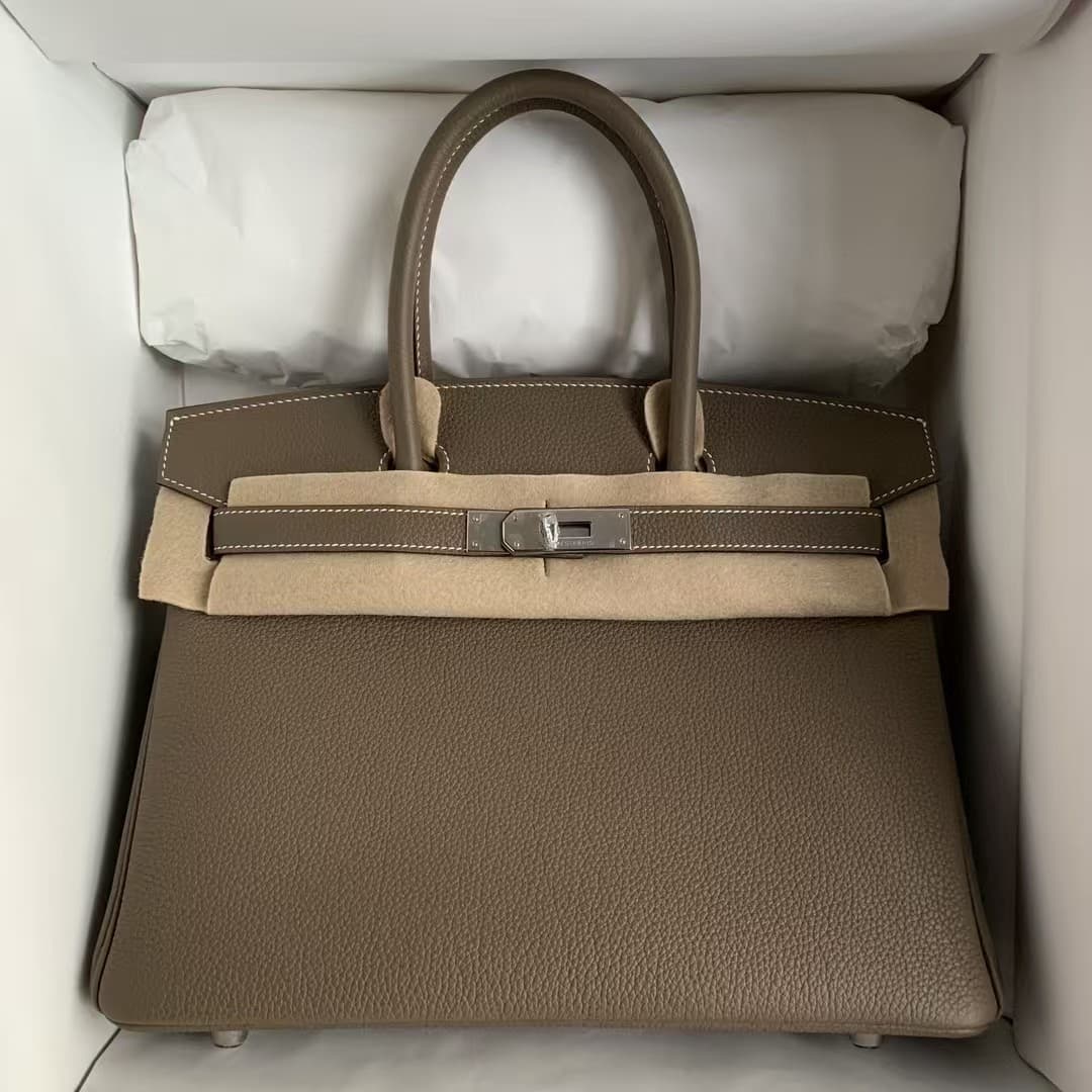 Hermes Birkin 25/30/35cm Bag Togo Leather With Veins WAX High Etoupe Customizing Style