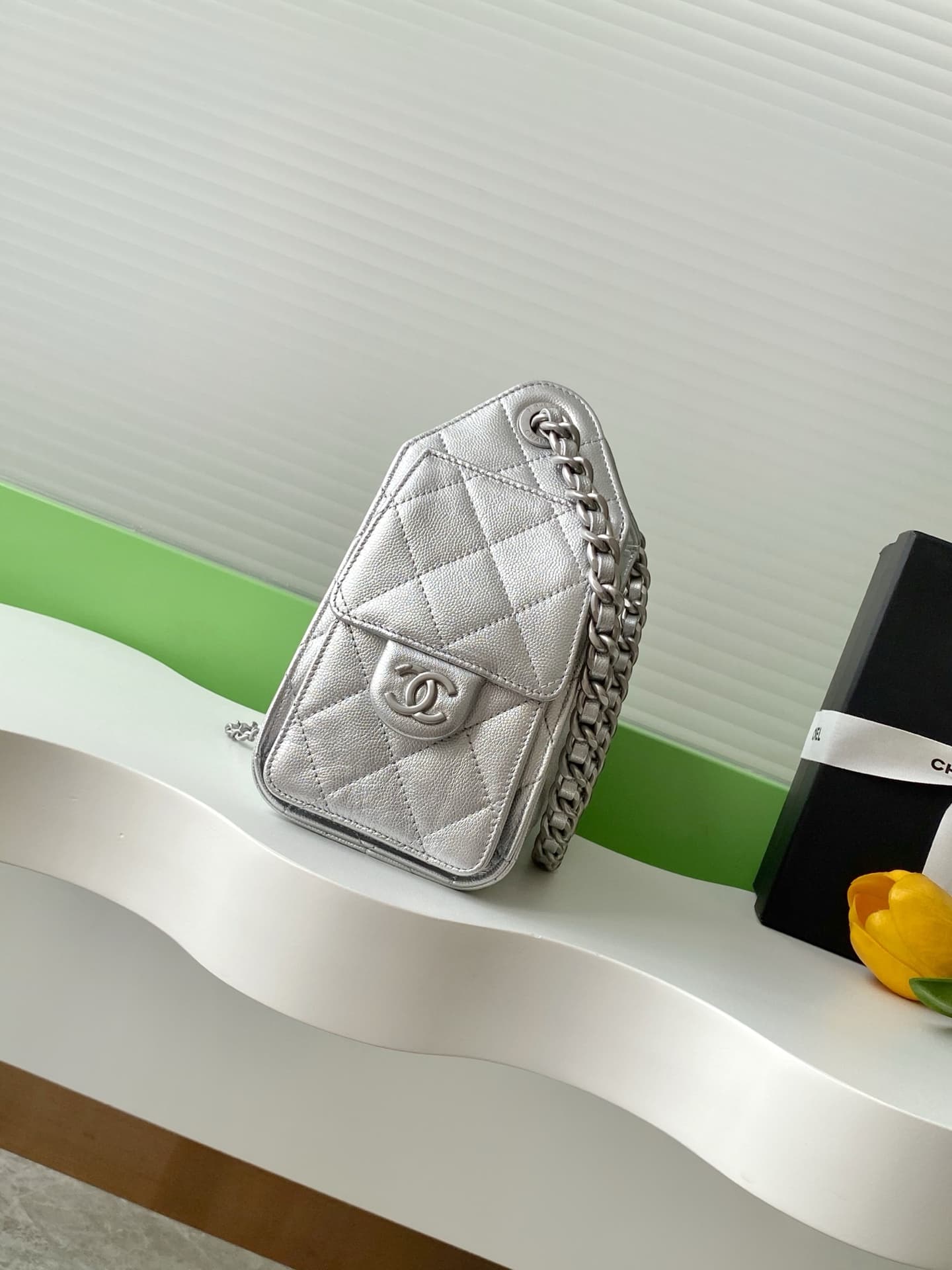 Chanel 25 Mini Hobo handbag AS5631 Grained calfskin & Silver-tone metal Silver A