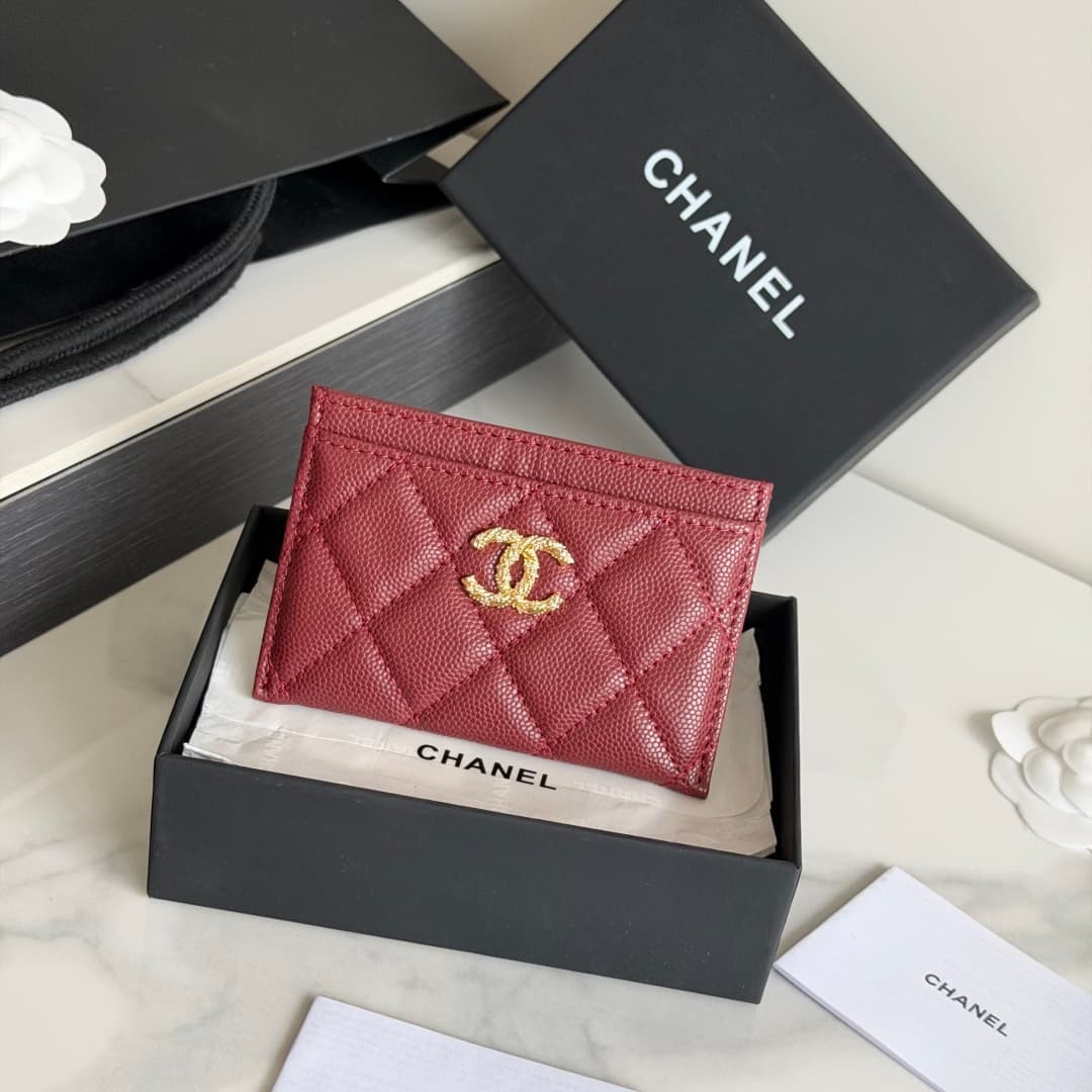 Chanel Card Holder Grained Calfskin Strass& Gold-Tone Metal AP5072 High