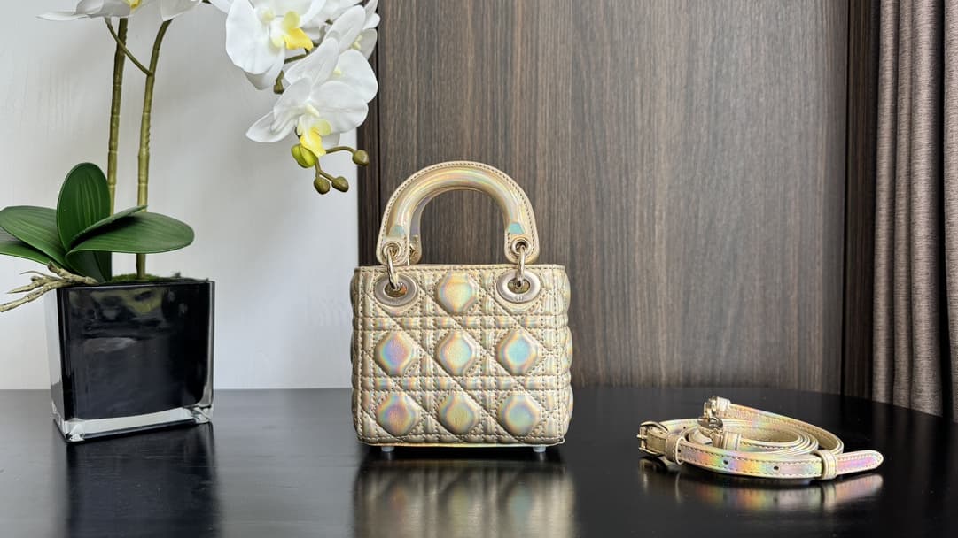 MICRO LADY Dior BAG Cannage Lambskin Iridescent Metallic High