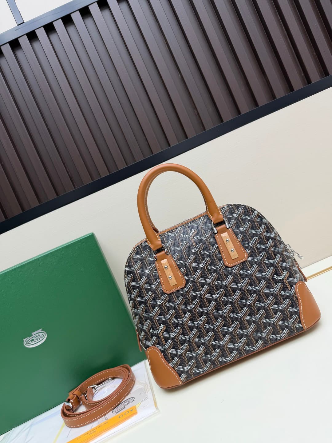 Goyard Vendôme mini bag in Goyardine coated canvas brown high