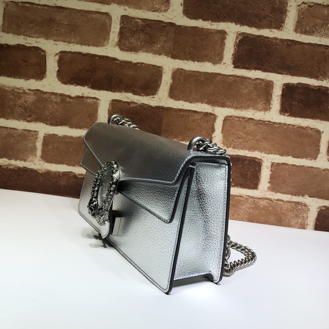 DIONYSUS MEDIUM RECTANGULAR BAG 499623 Leather Silver high