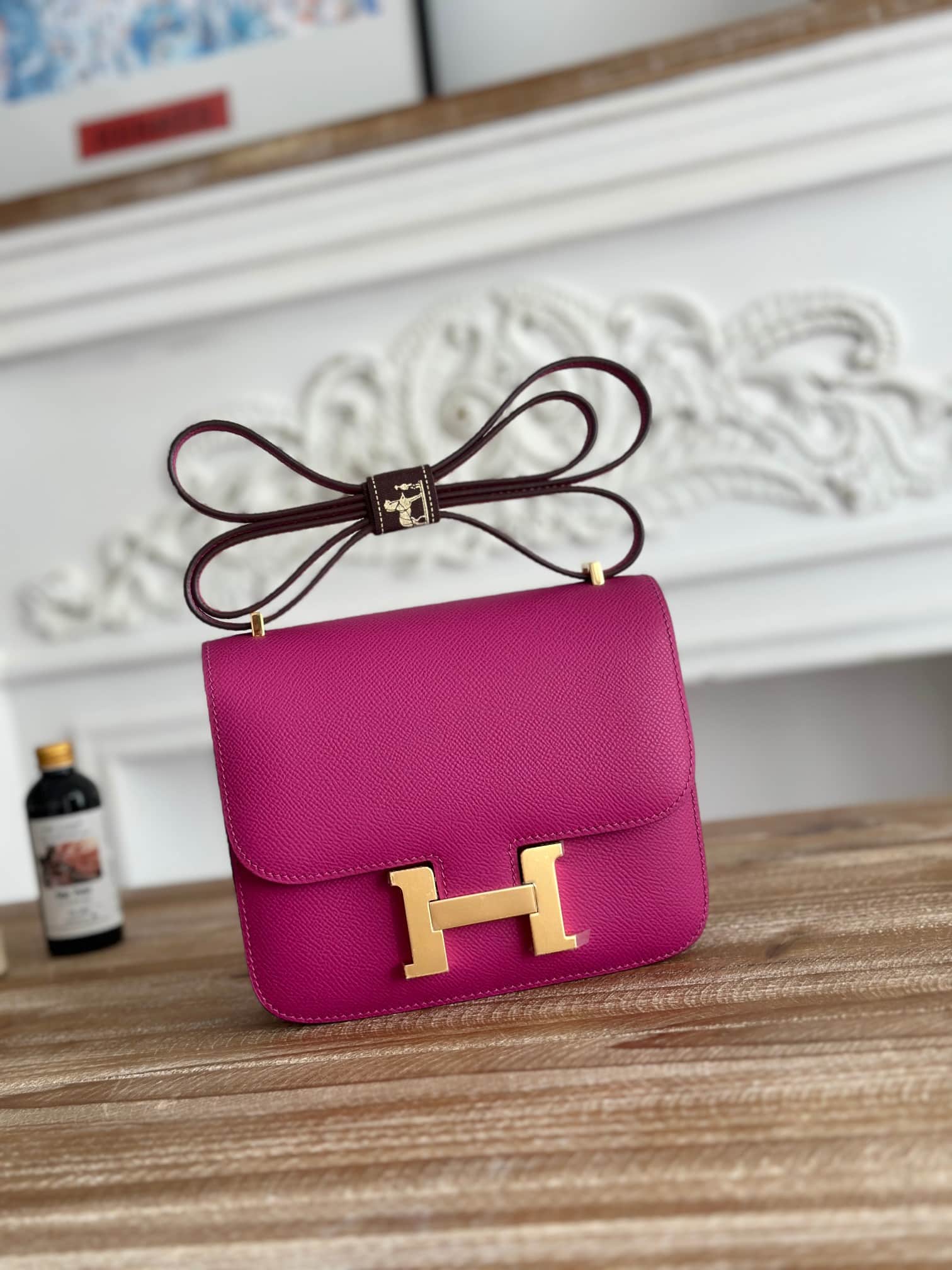 Hermes Mini Constance 18cm Epsom Bag WAX Rose Pourpre High