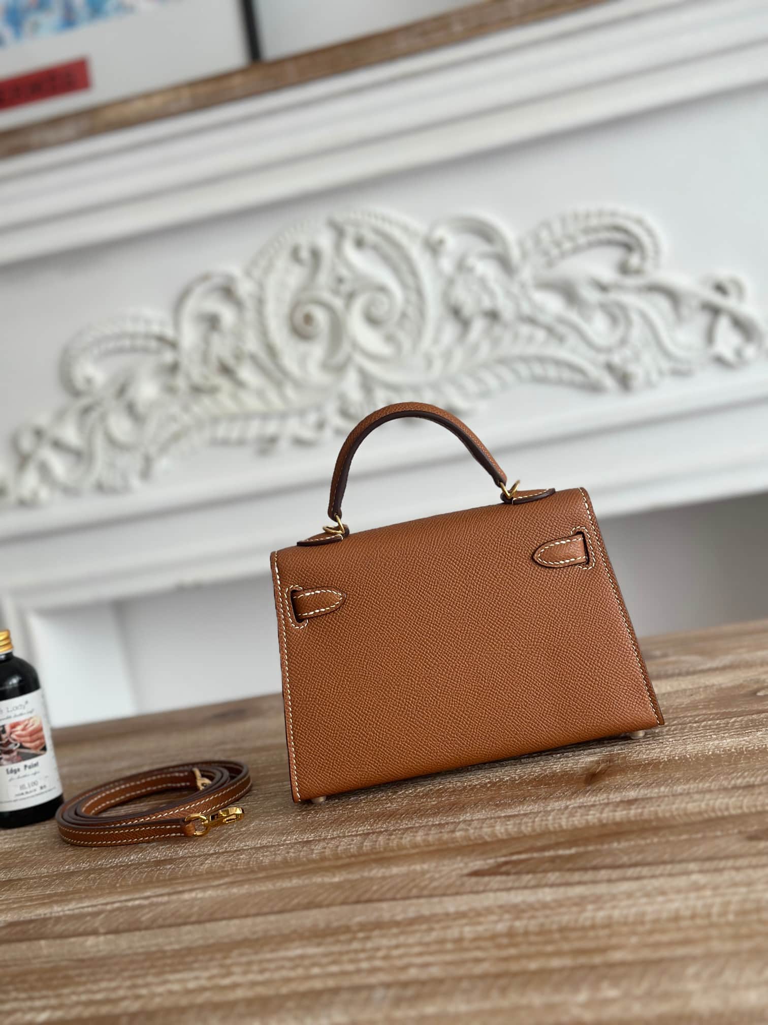 Hermes Kelly Mini II Bag Epsom Leather WAX Sesame High