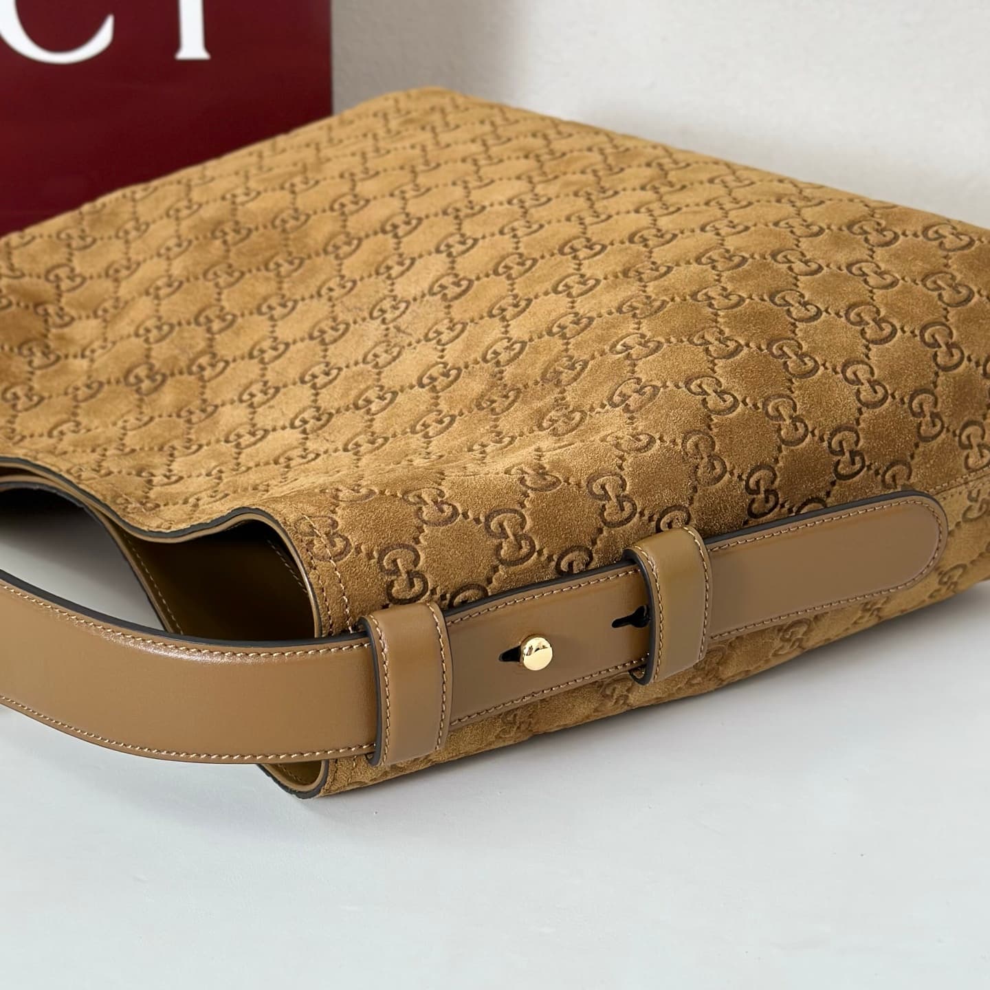 Gucci Beatrix medium tote bag 850926 Brown GG Suede High