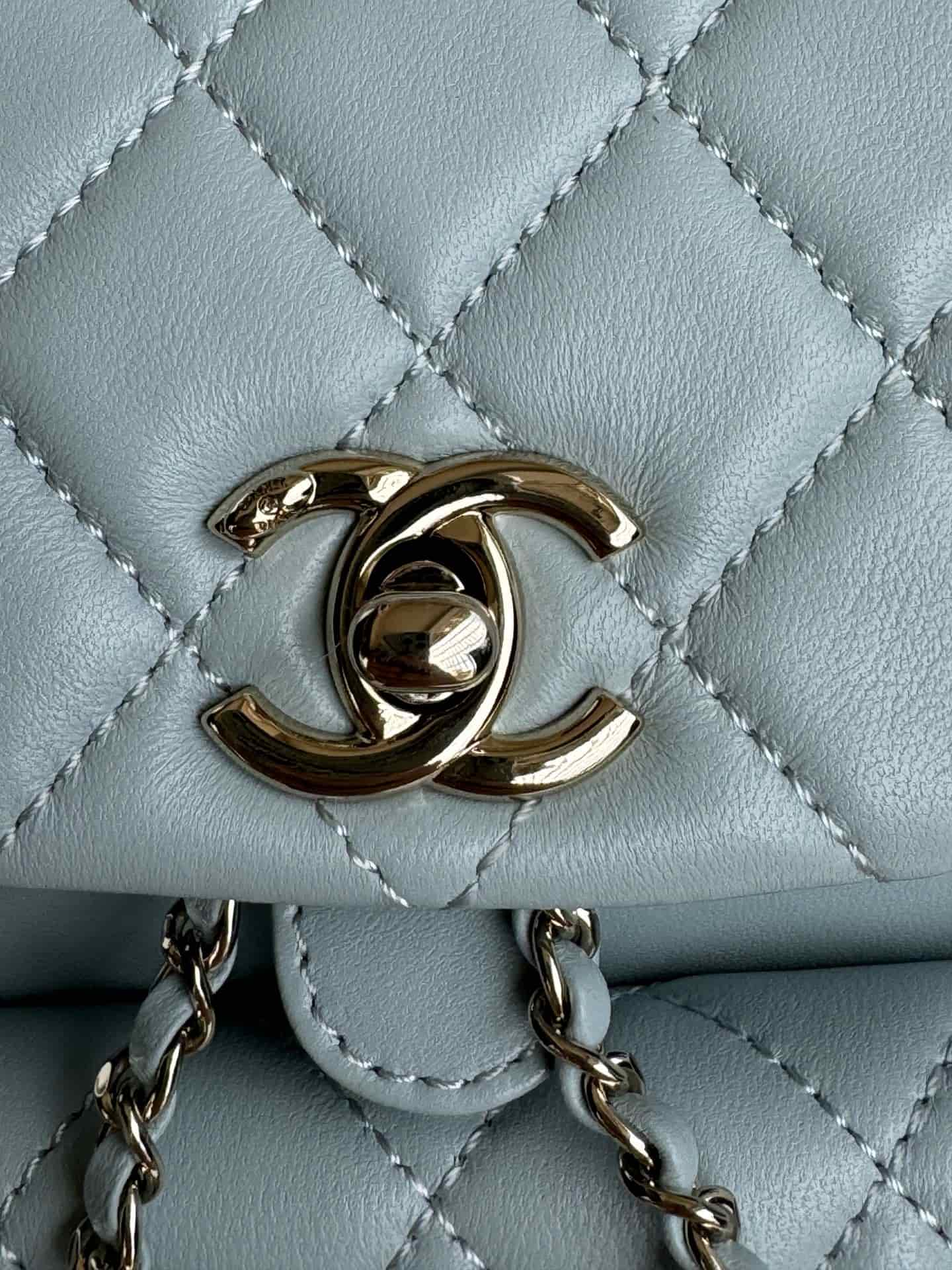 Chanel Small Quilted Duma Backpack Lambskin AS2908 Blue High