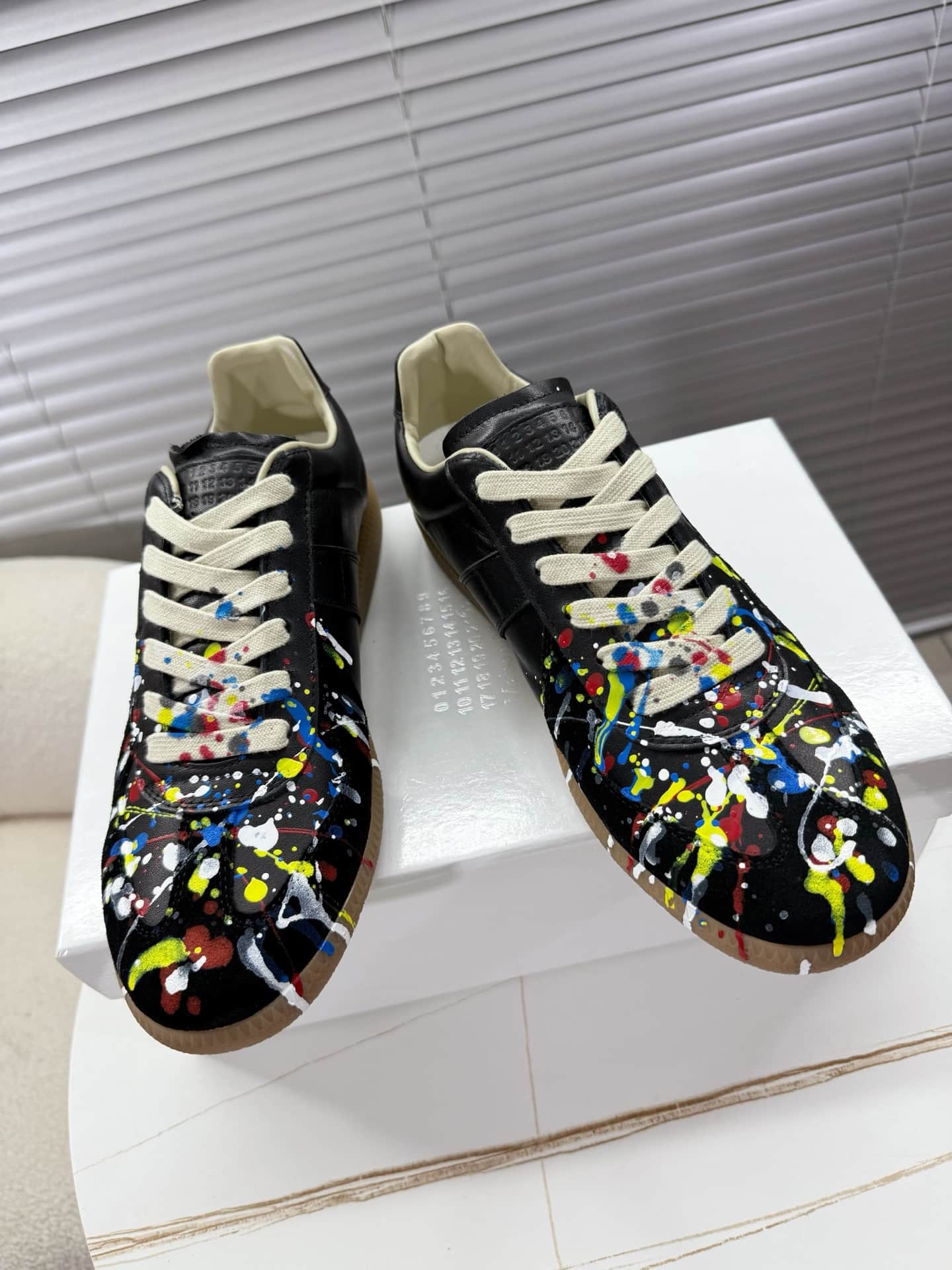 Maison Margiela Patent Leather Printed Sneaker shoes Men Women