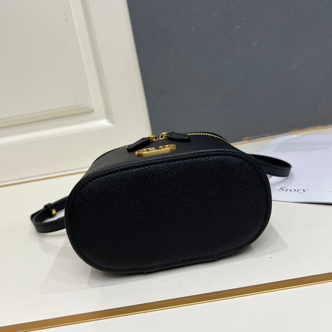 Valentino Garavani VLogo Signature Mini Vanity Bag in Black Calfskin Mid