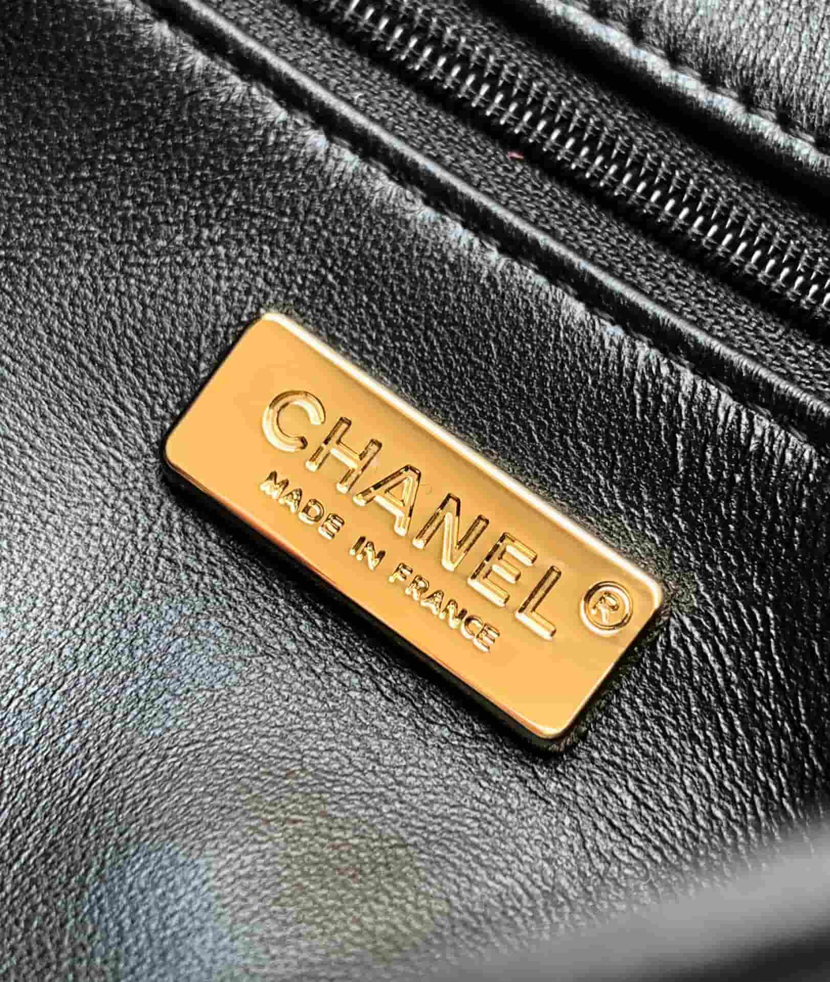 Chanel Classic Mini Flap Bag Sequin Embroidery & Gold-Tone Metal Dark Gold 6171 A