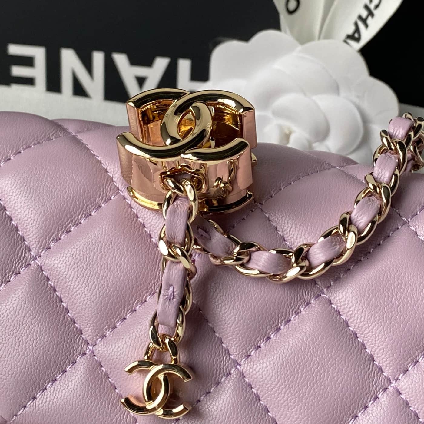 Chanel Classic Flap Bag Lambskin & Gold-Tone Metal AS5759 Light Purple A