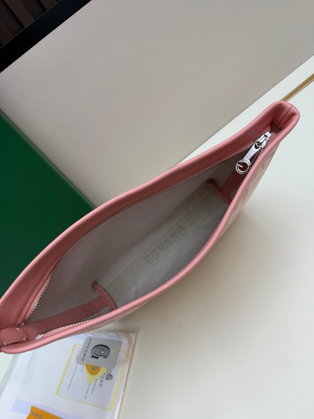 Goyard Conti pouch Goyardine canvas and Chevroches Calfskin Pink High
