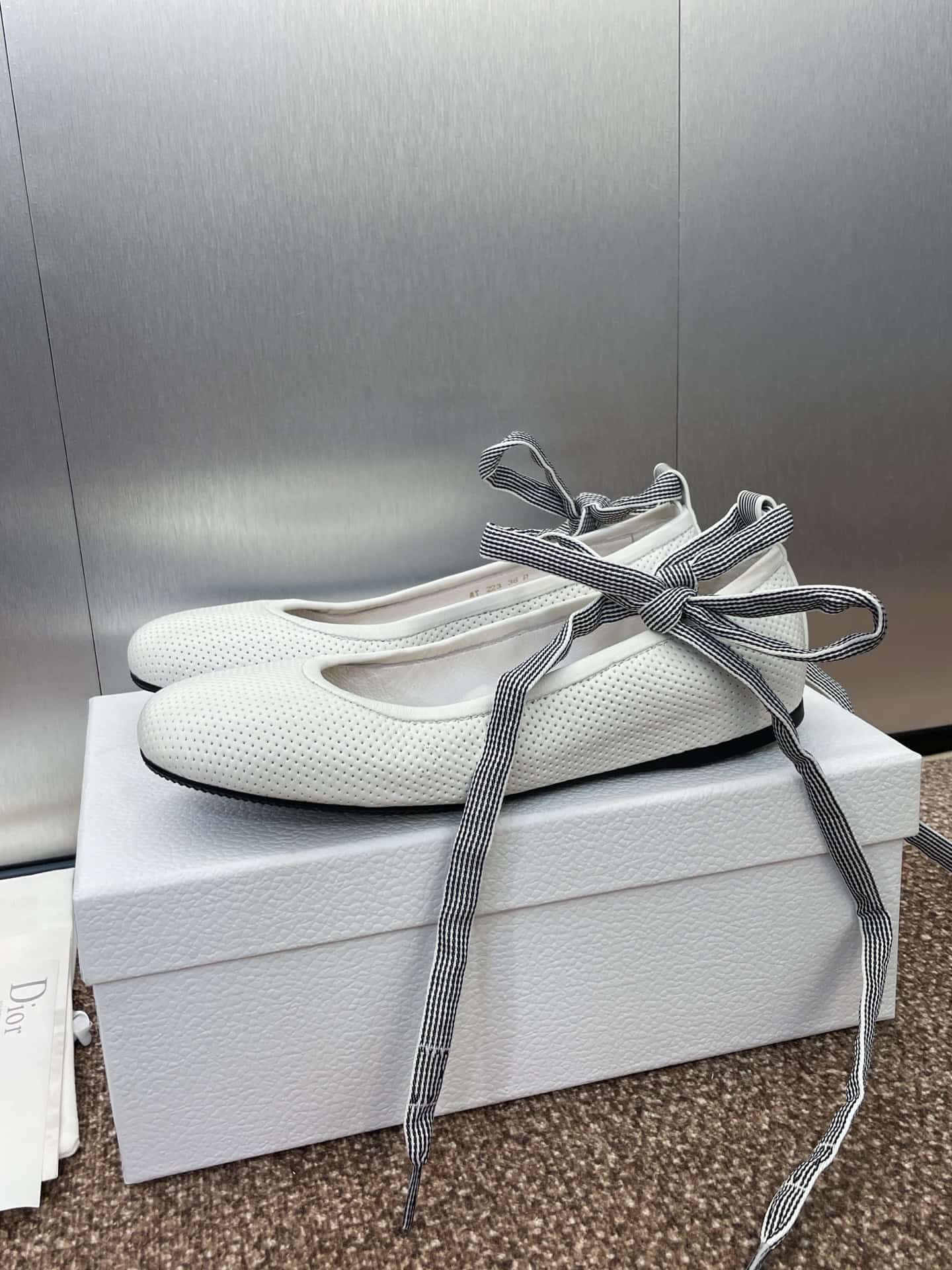 Dior D-Journey Lace-Up Ballet Flat Shoes Women