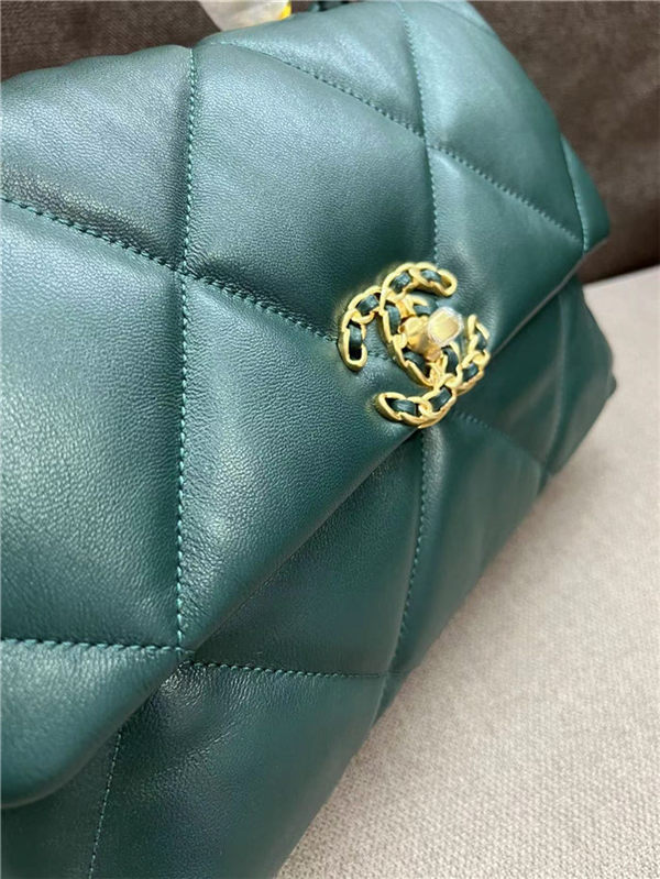 Large Chanel 19 Flap Bag Lambskin Ocean Blue High