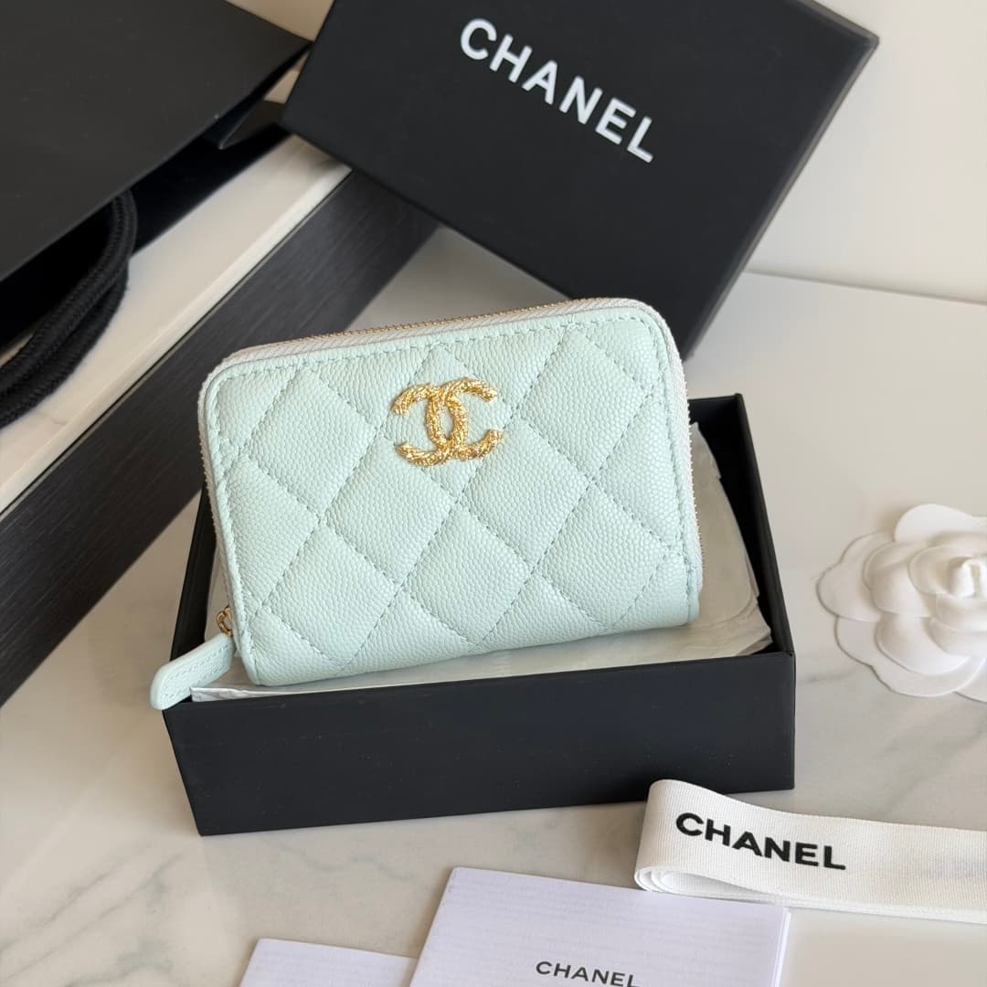 Chanel Coin Purse Shiny Grained Calfskin Strass & Gold-Tone Metal AP5078 High