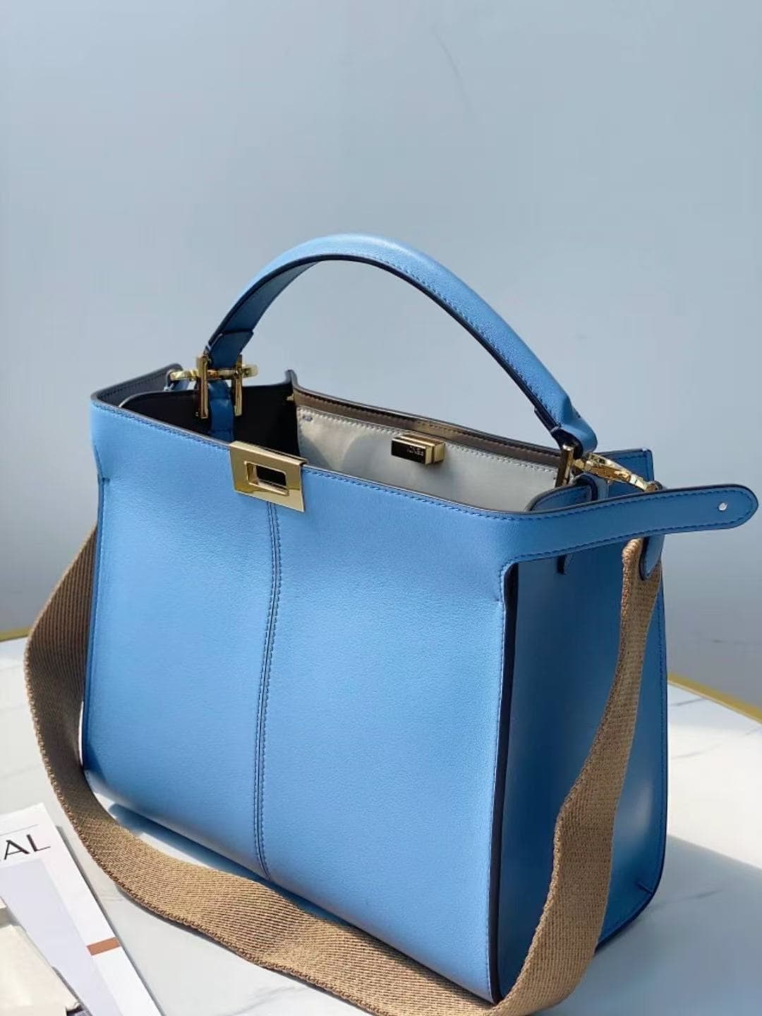 PEEKABOO X-LITE MEDIUM leather bag Blue High