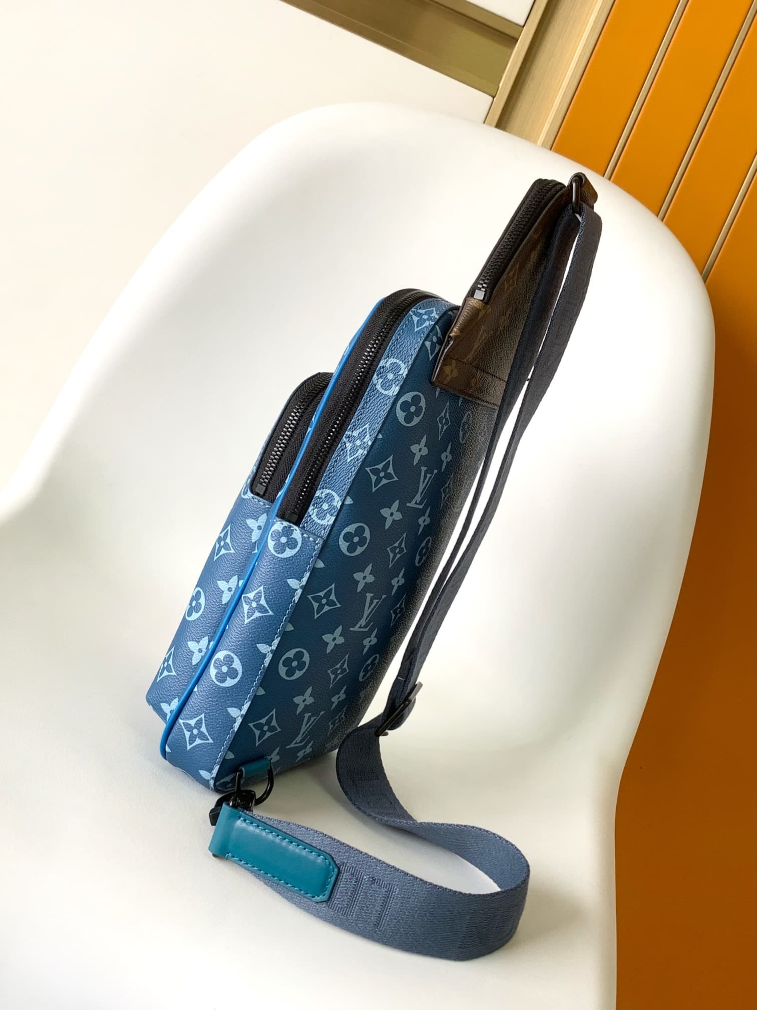 Louis Vuitton Monogram Avenue Macassar Canvas Sling Bag M23782 Atlantic Blue High