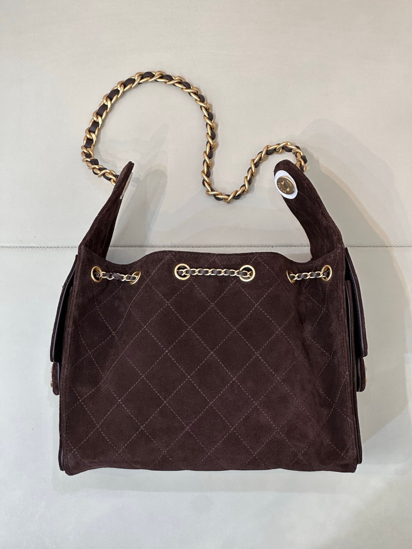 Chanel 25 Small Hobo handbag AS5293 Suede &Gold-tone Metal Coffee TOP