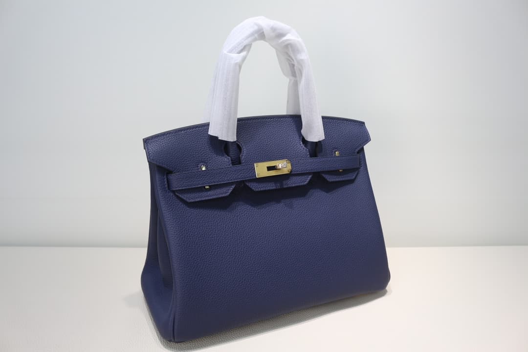 Hermes Birkin 25/30/35cm Bag Togo Leather In Blue Saphir WAX High
