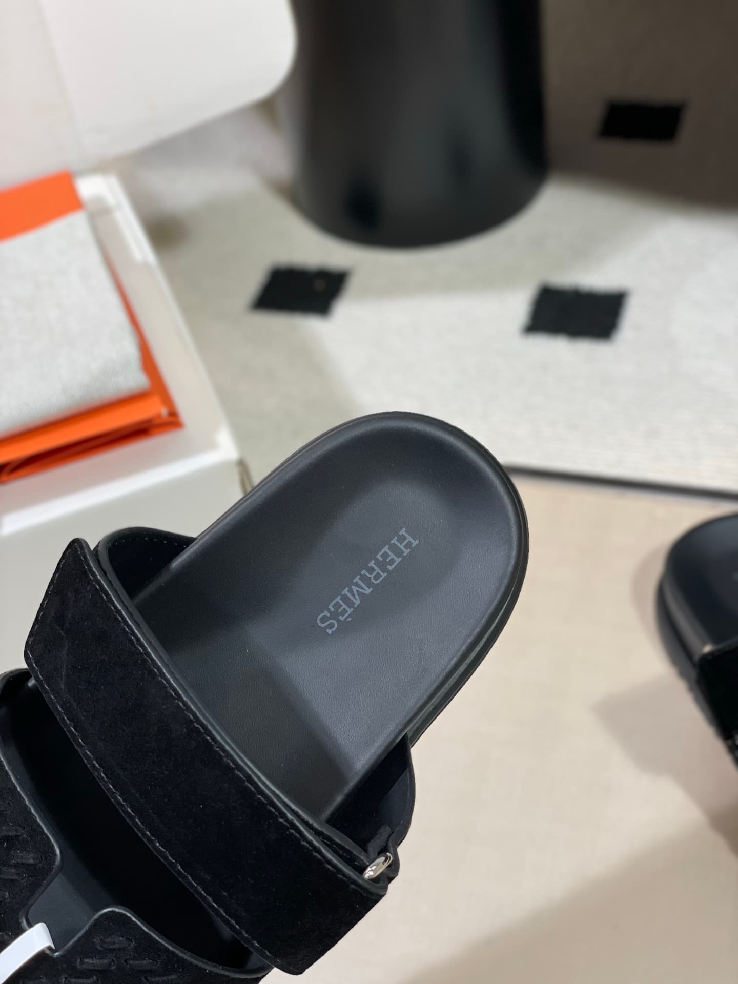 Hermès Chypre sandals in black braided suede Women Men