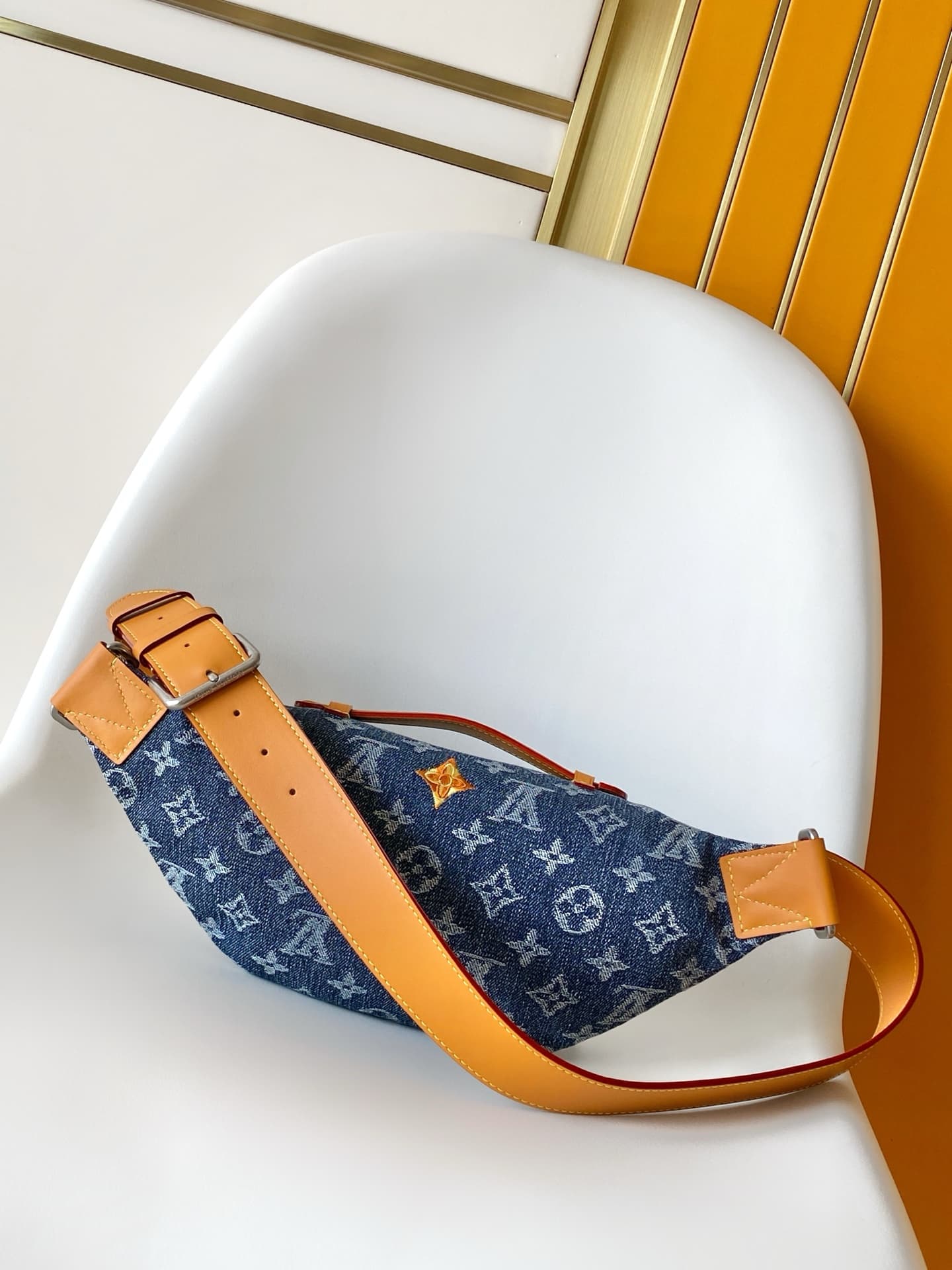 Louis Vuitton Rush Bumbag Blue Monogram Flowers Denim M27640 High