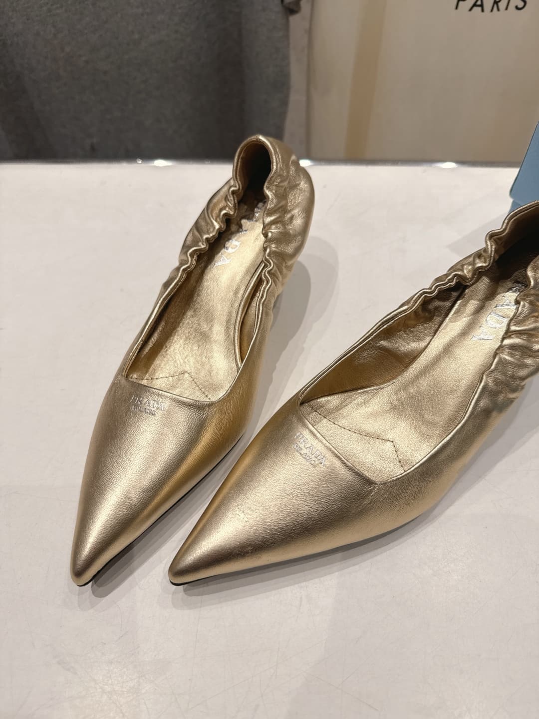Prada Ruched Leather Heeled Pumps