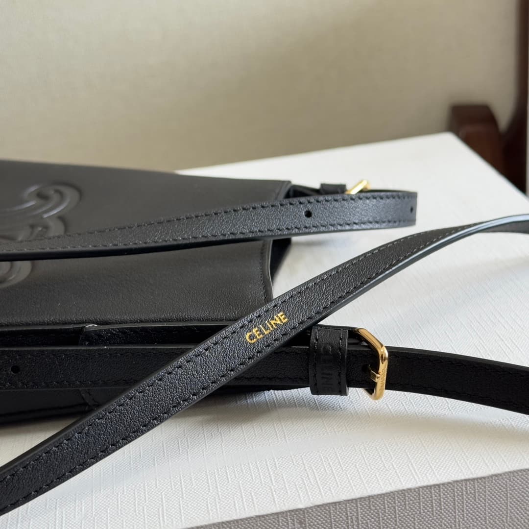 Celine Heloise Phone Pouch in Black Supple Calfskin Leather High