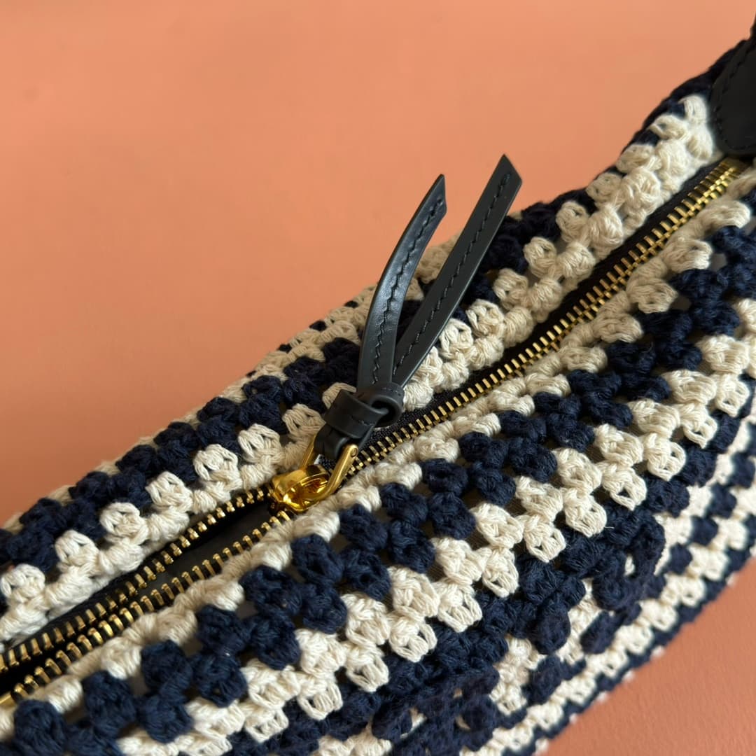Miu Miu Stripe Crochet Cotton Pouch 5NE841 High