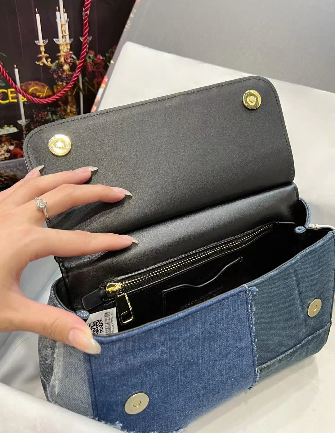 Dolce & Gabbana Small Sicily handbag in denim and calfskin high