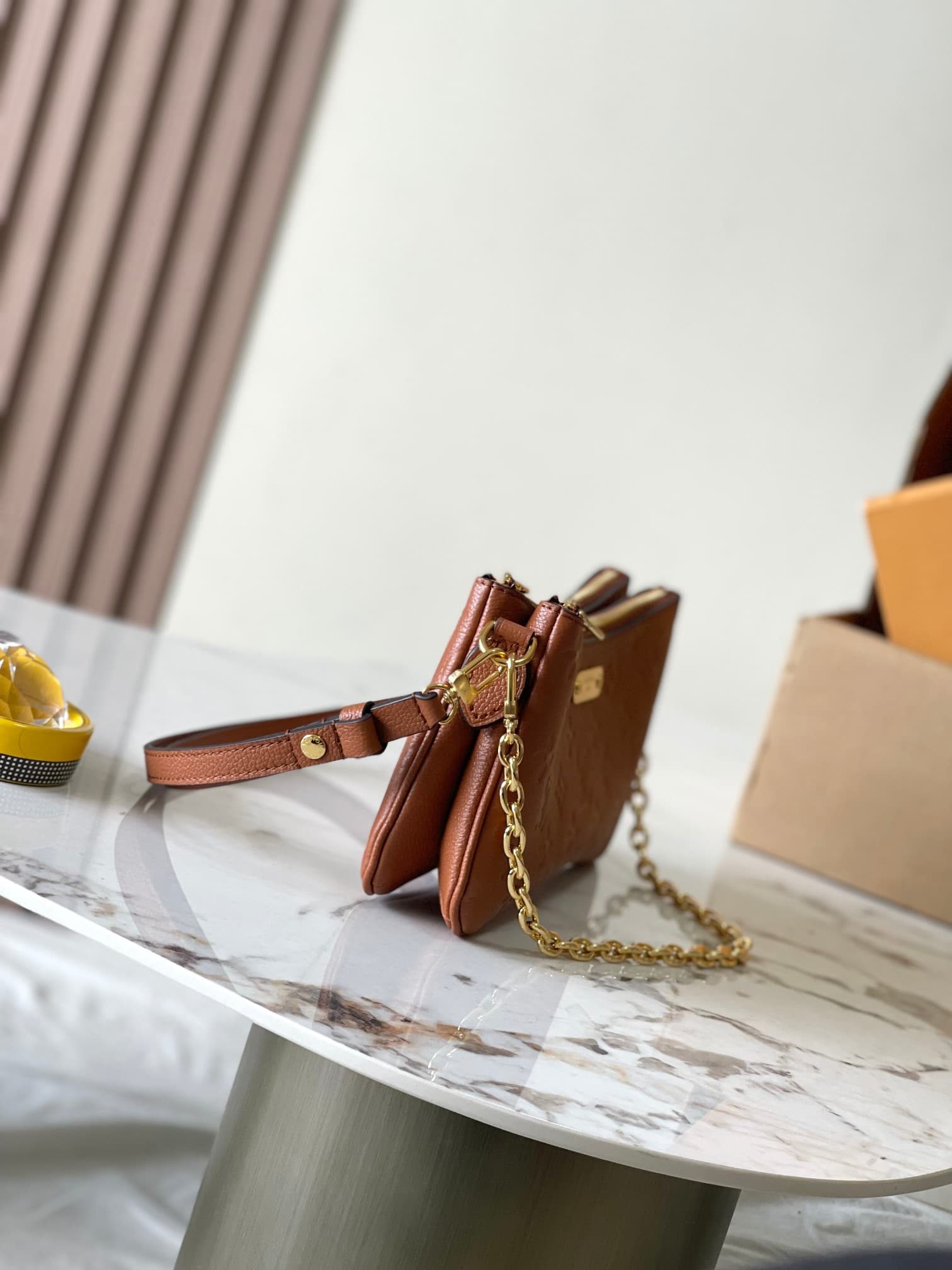 Louis Vuitton Pochette Liv Cognac Monogram Empreinte embossed supple grained cowhide leather M11916 TOP