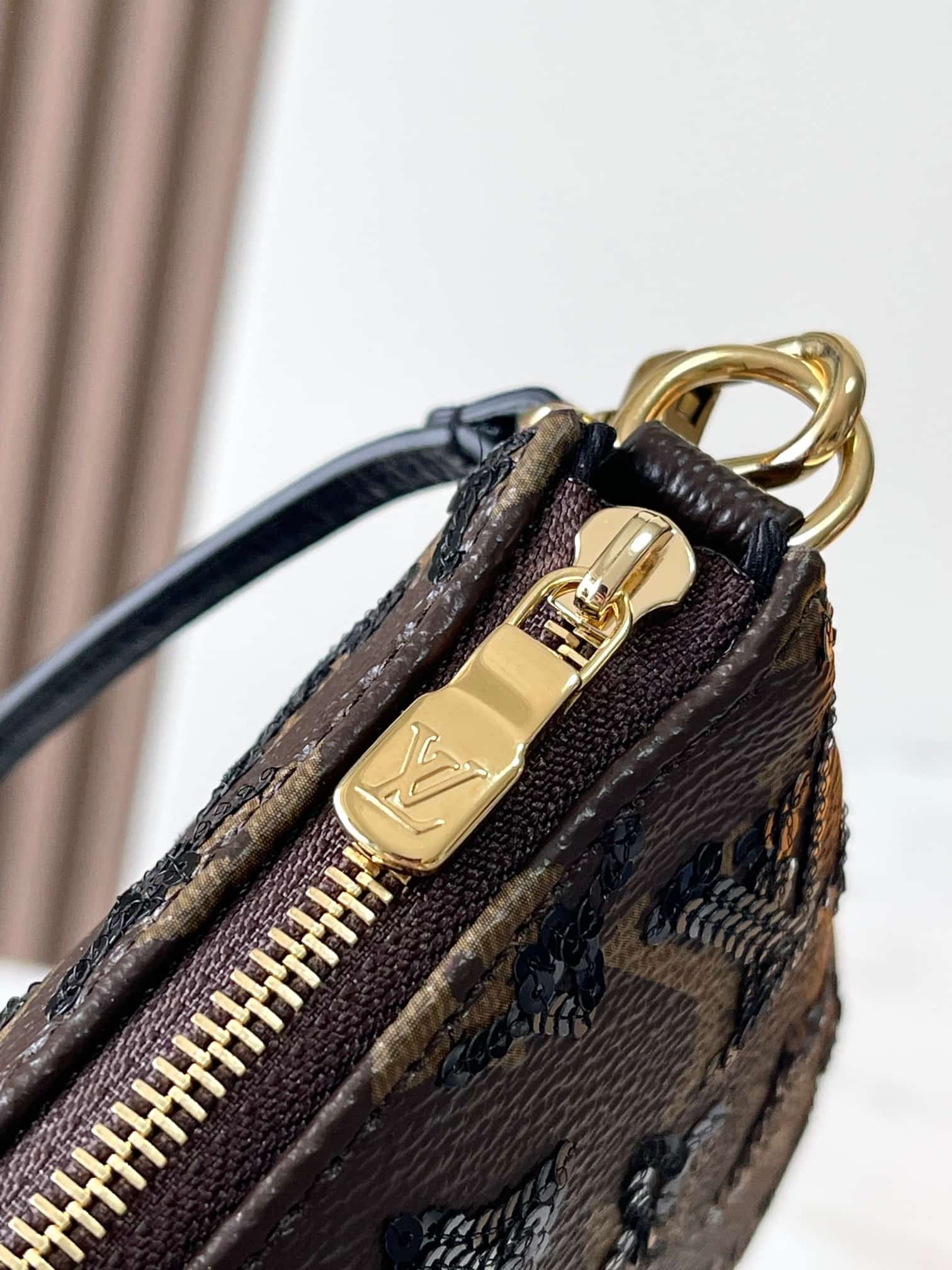 Louis Vuitton Pochette Accessoires Monogram Noir Coated canvas with sequins M26473 High