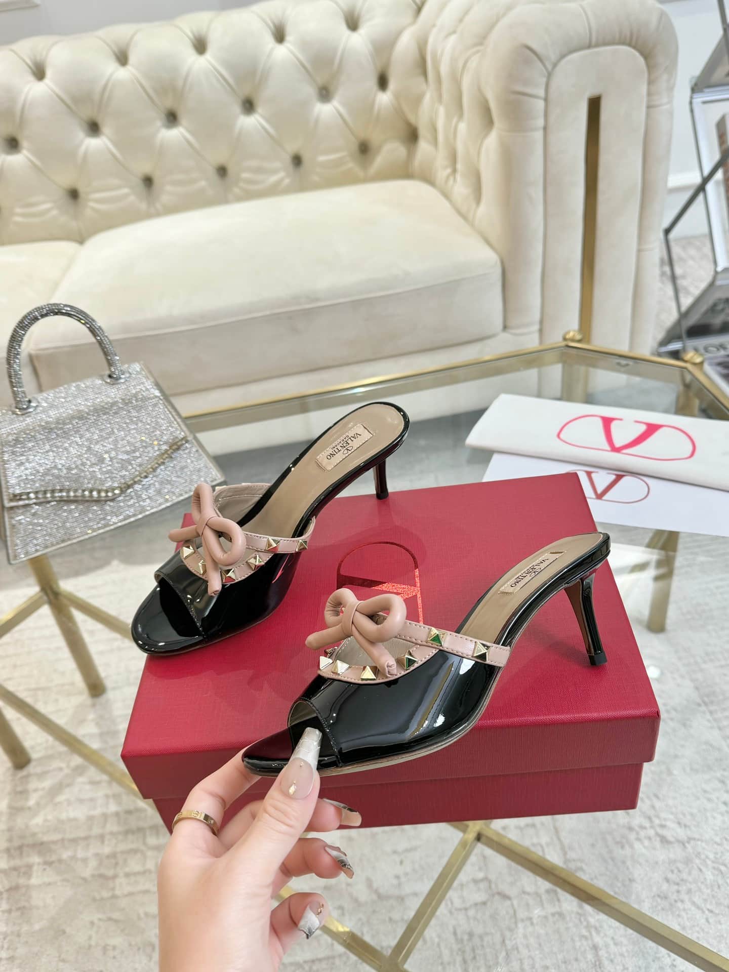Valentino Garavani Rockstud patent leather mule Shoes Women