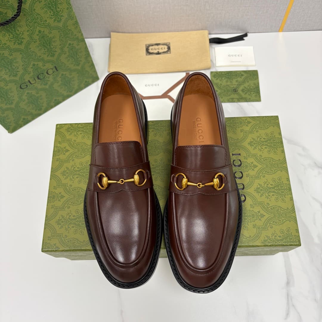 Gucci Loafer With Horsebit Formal Leather Derby Shoes Men