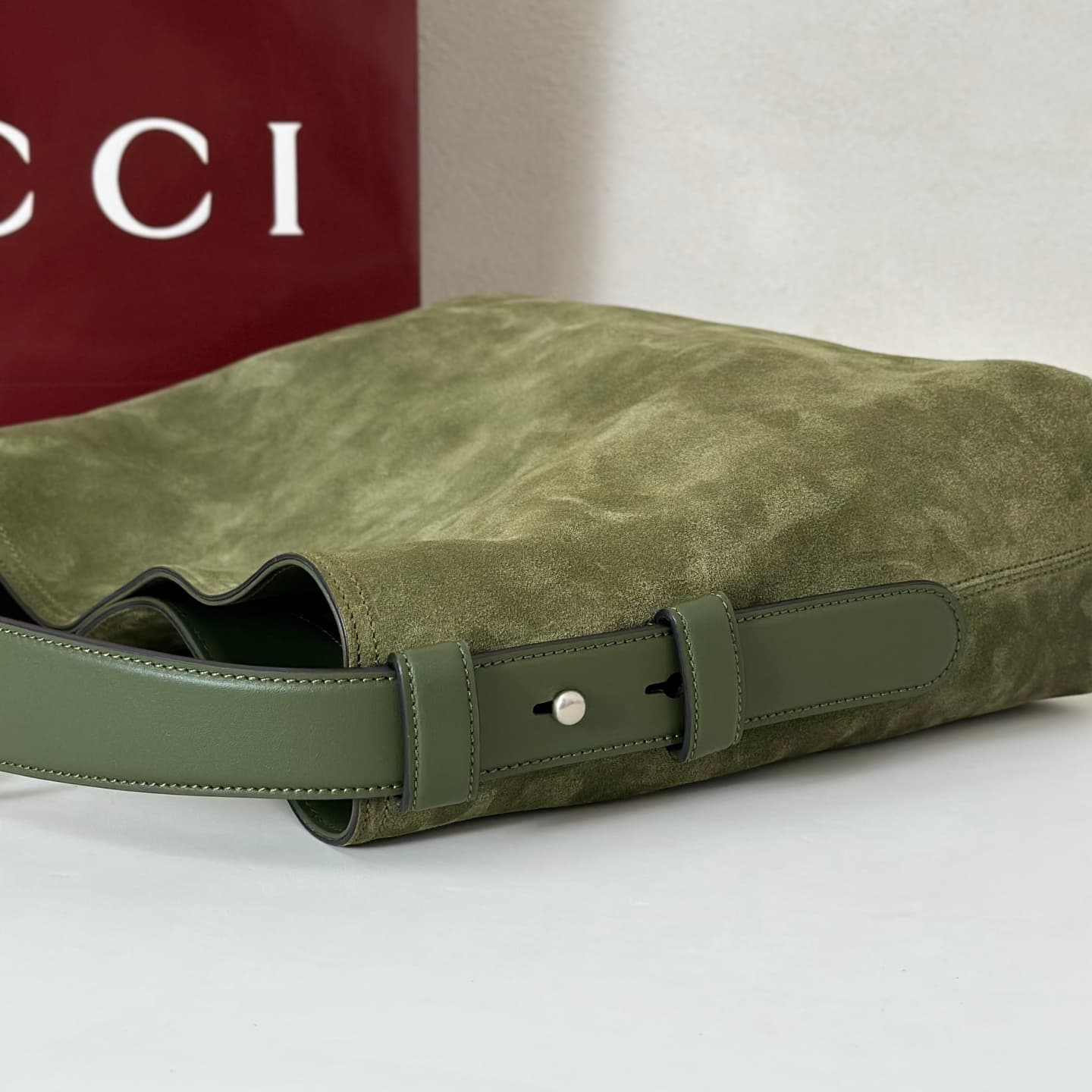 Gucci Beatrix medium tote bag 850926 Green Suede High