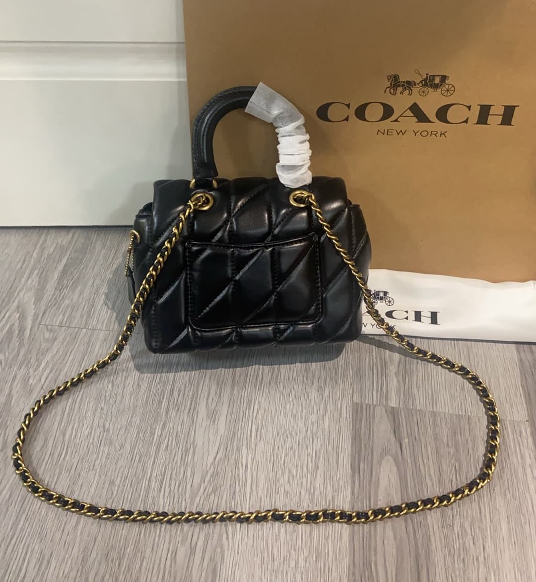 COACH Tabby Top Handle Bag With Quilting Black High
