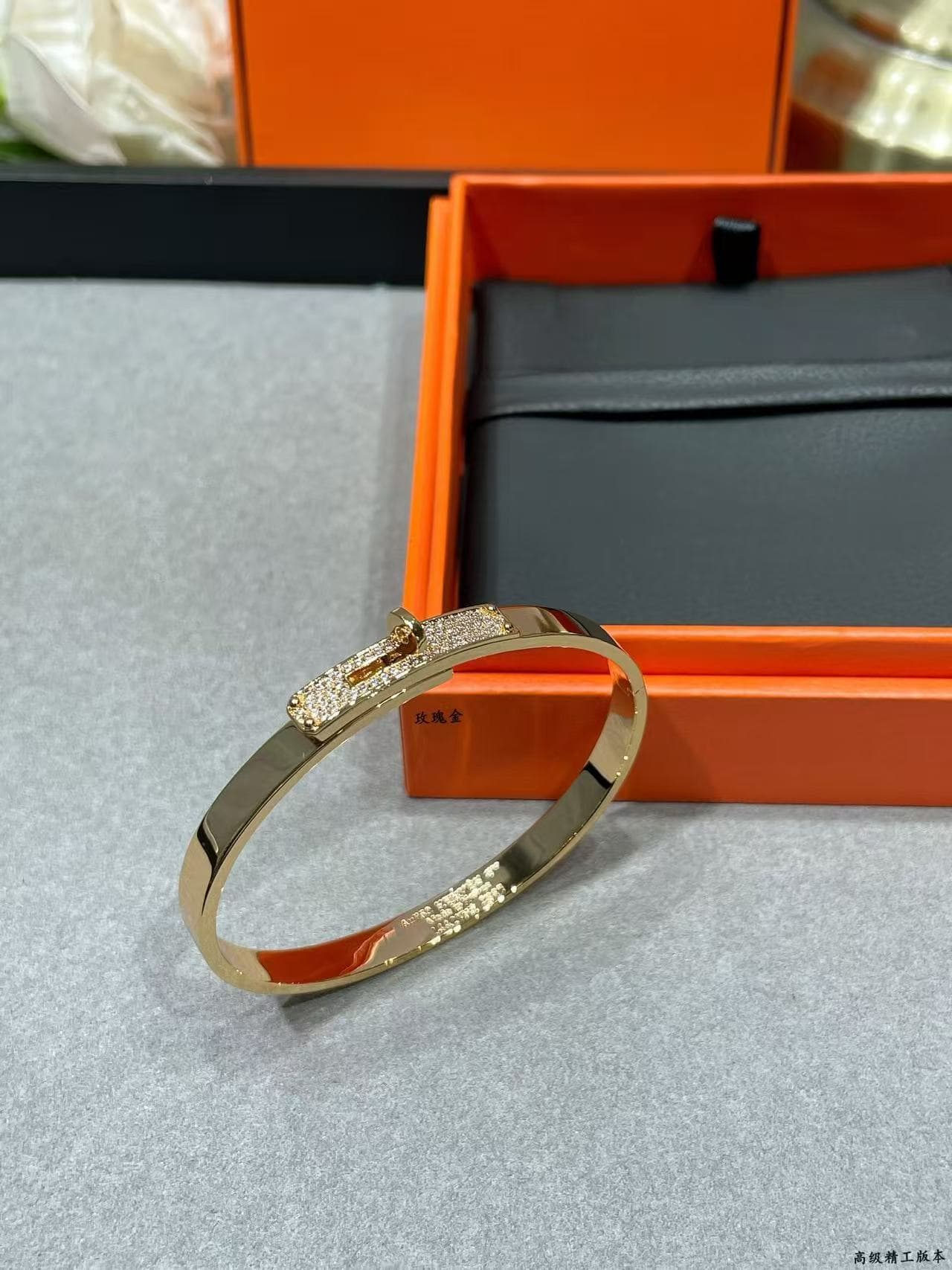 Hermès Kelly Diamond Bangle Bracelet High