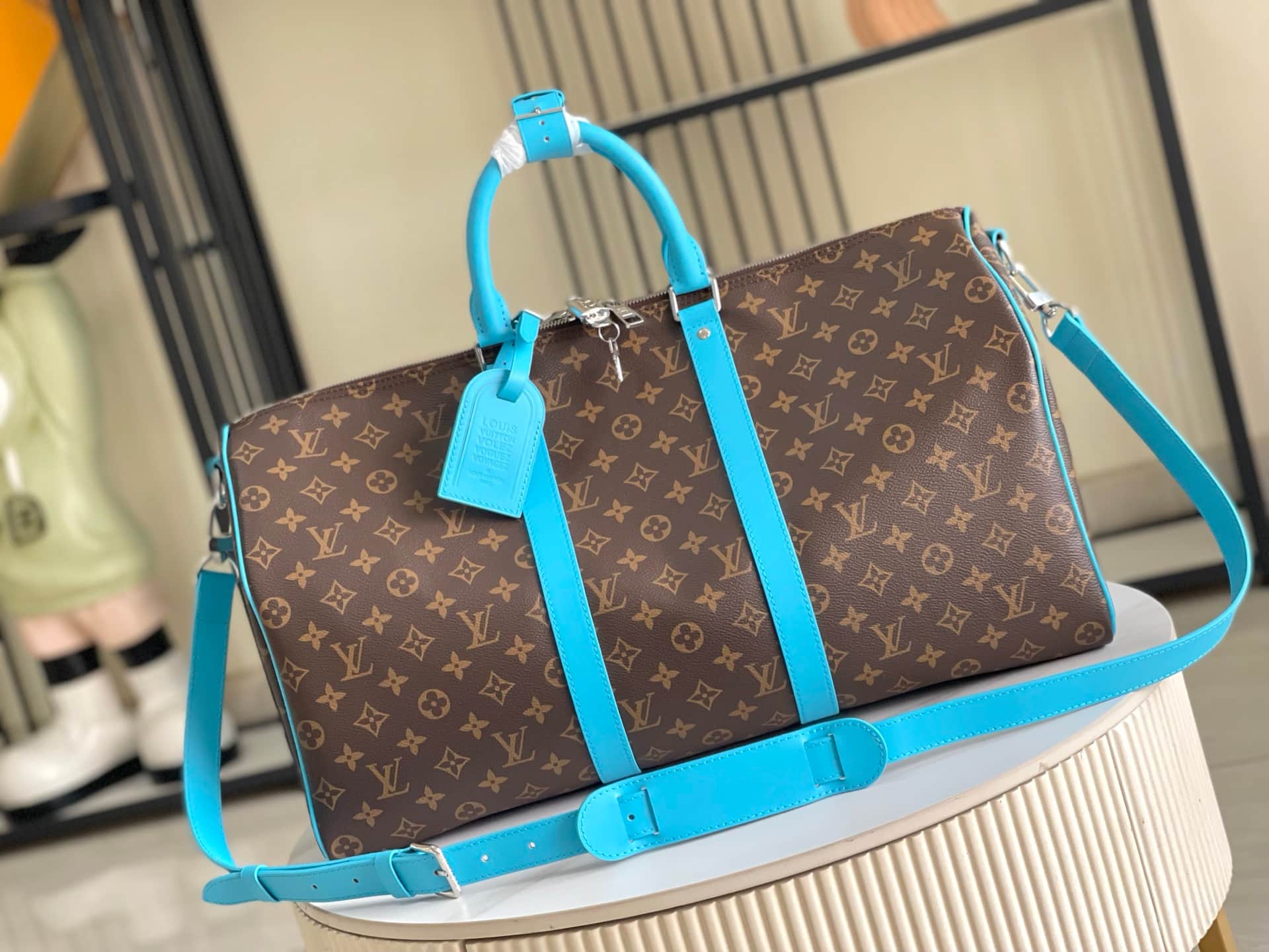 Louis Vuitton Keepall Bandoulière 50 Blue Monogram Macassar coated canvas M12629 TOP